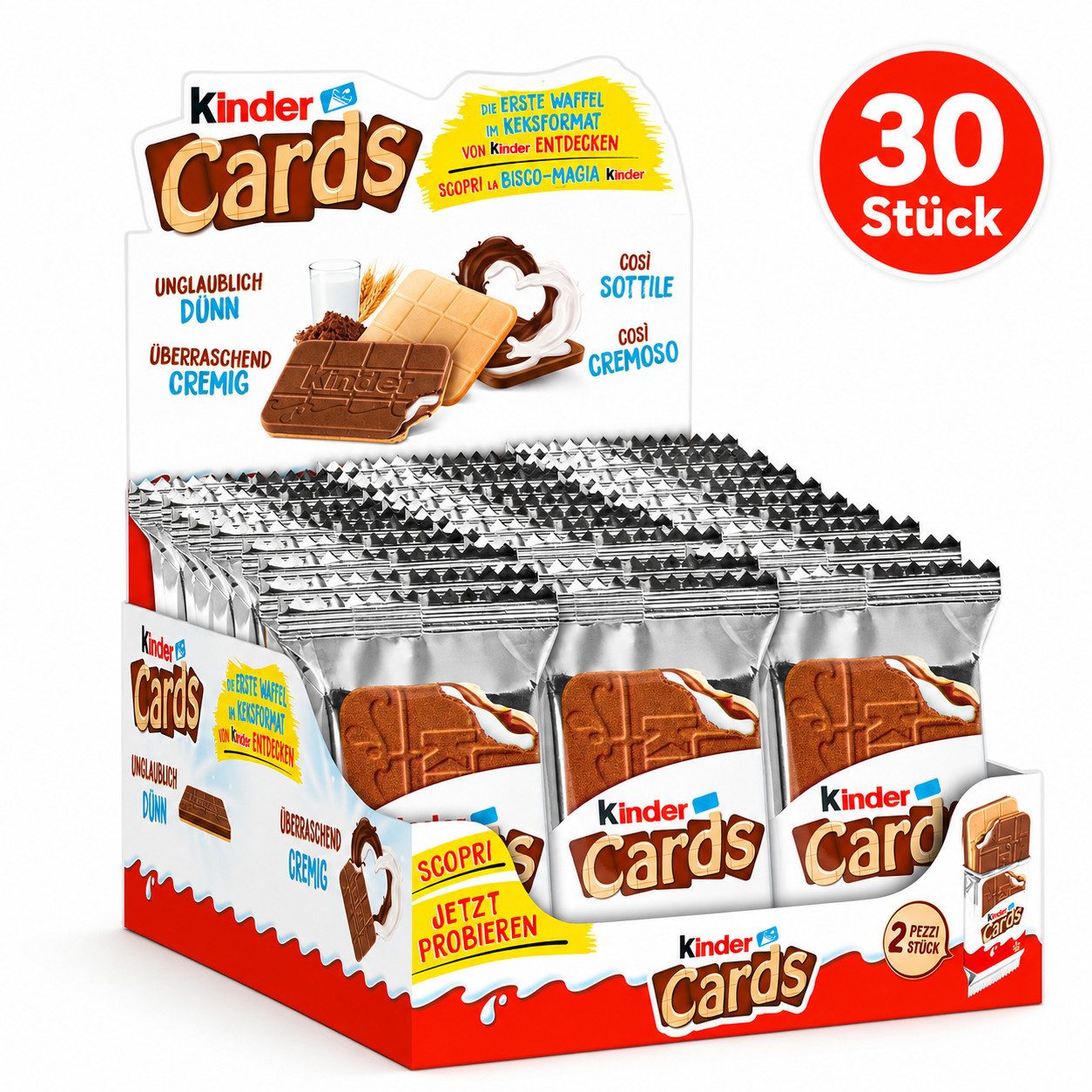 kinder Süßigkeit Ferrero Kinder Cards 2er Waffel-Spezialität, 30 x 25,6 g, Vorratspack
