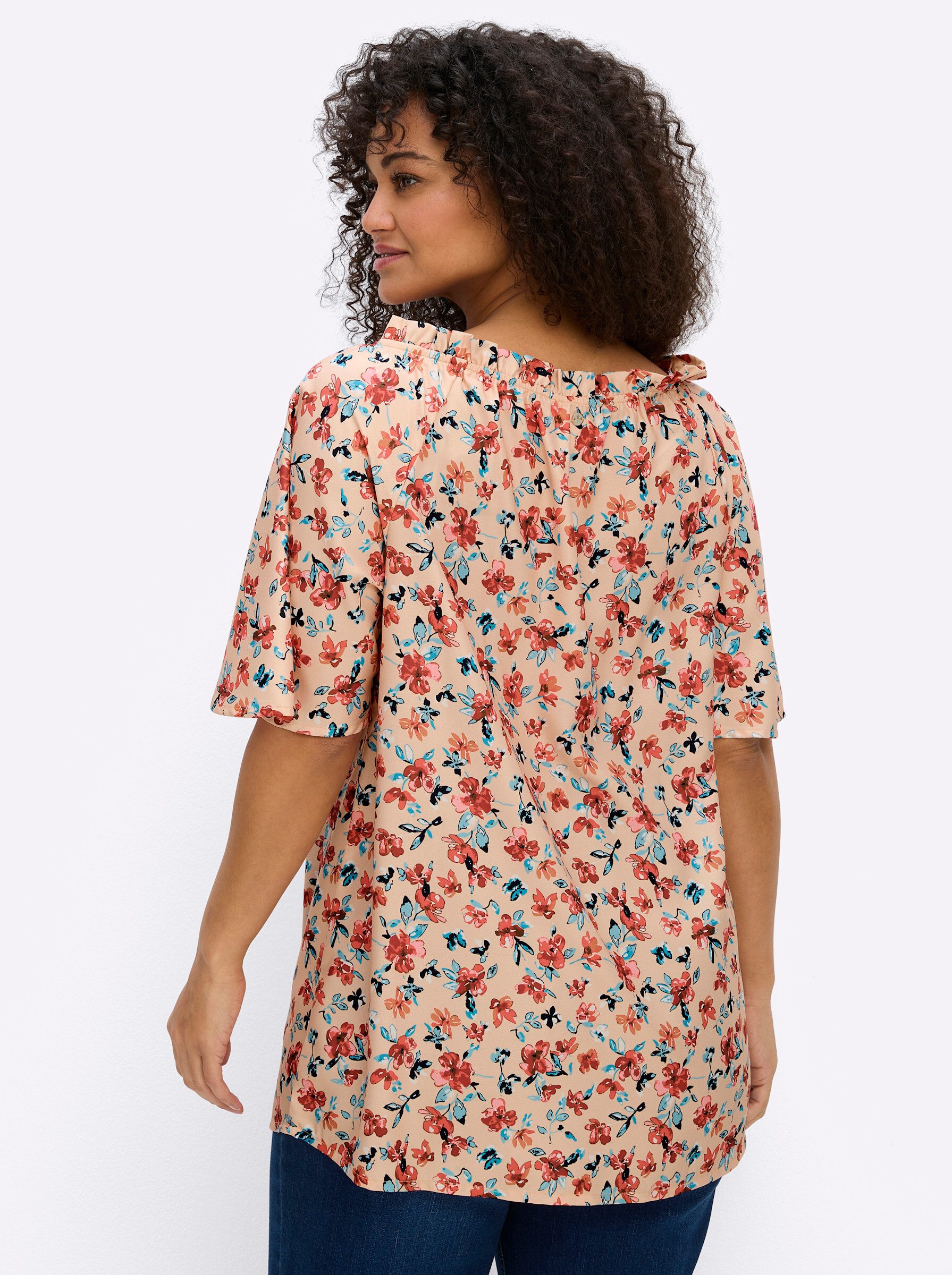Sheego Klassische Bluse Tunika Kurzarm