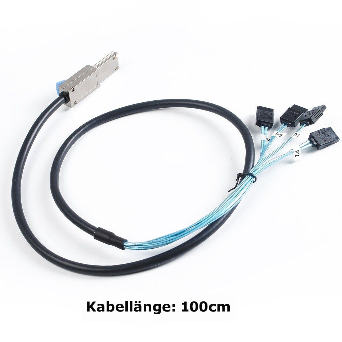 Bolwins P84 Mini SAS SFF-8088 auf 4x SATA 7pin Splitter Kabel HDD Datenkabel Computer-Kabel, Mini SAS SFF-8088 26P, 4x SATA 7P (100 cm), 6Gbit/s Datenrate, Hot-Swap fähig, Plug and Play