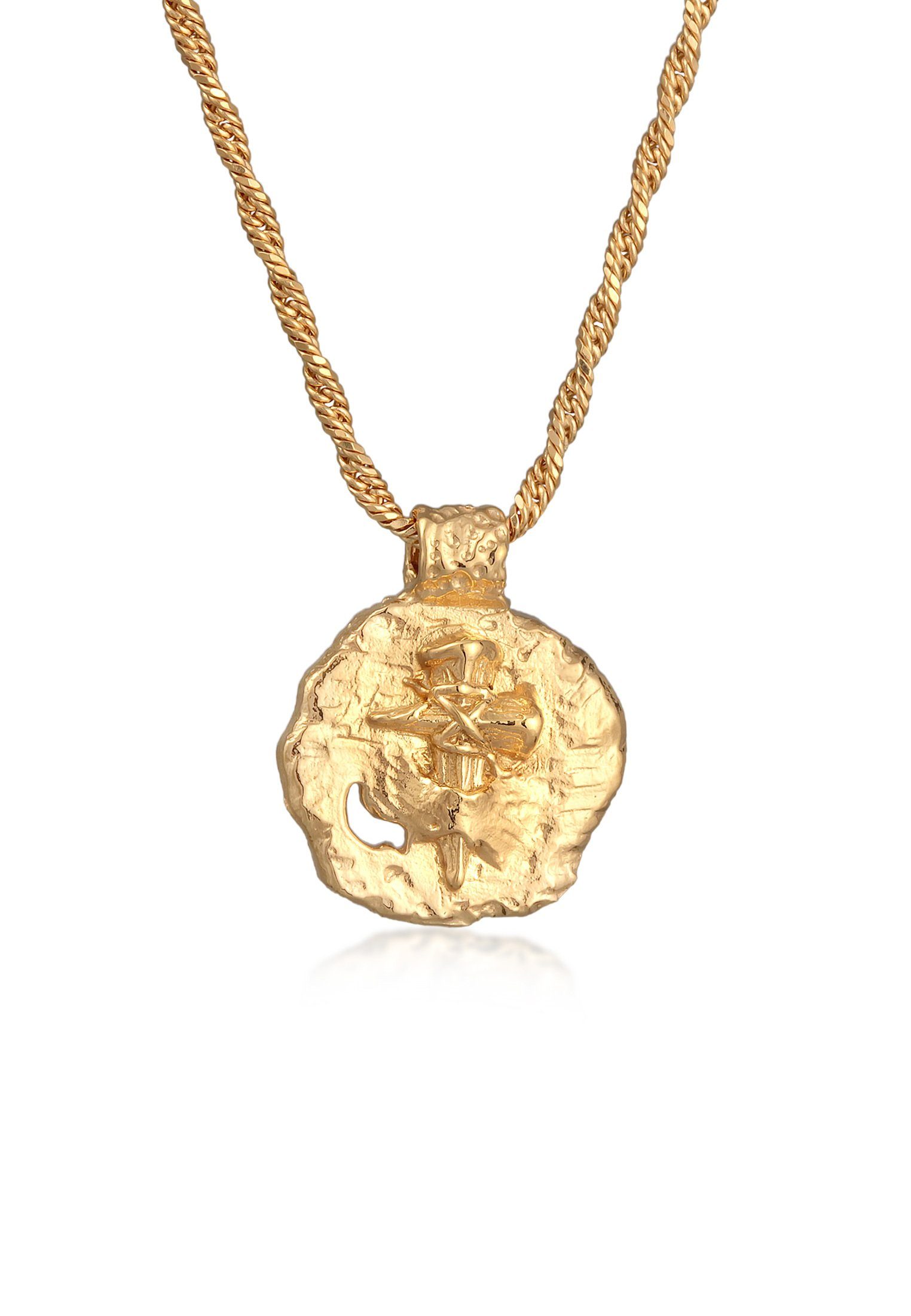 Kuzzoi Kette mit Anhänger Herren Münze Antik Kreuz 925 Silber, Münze