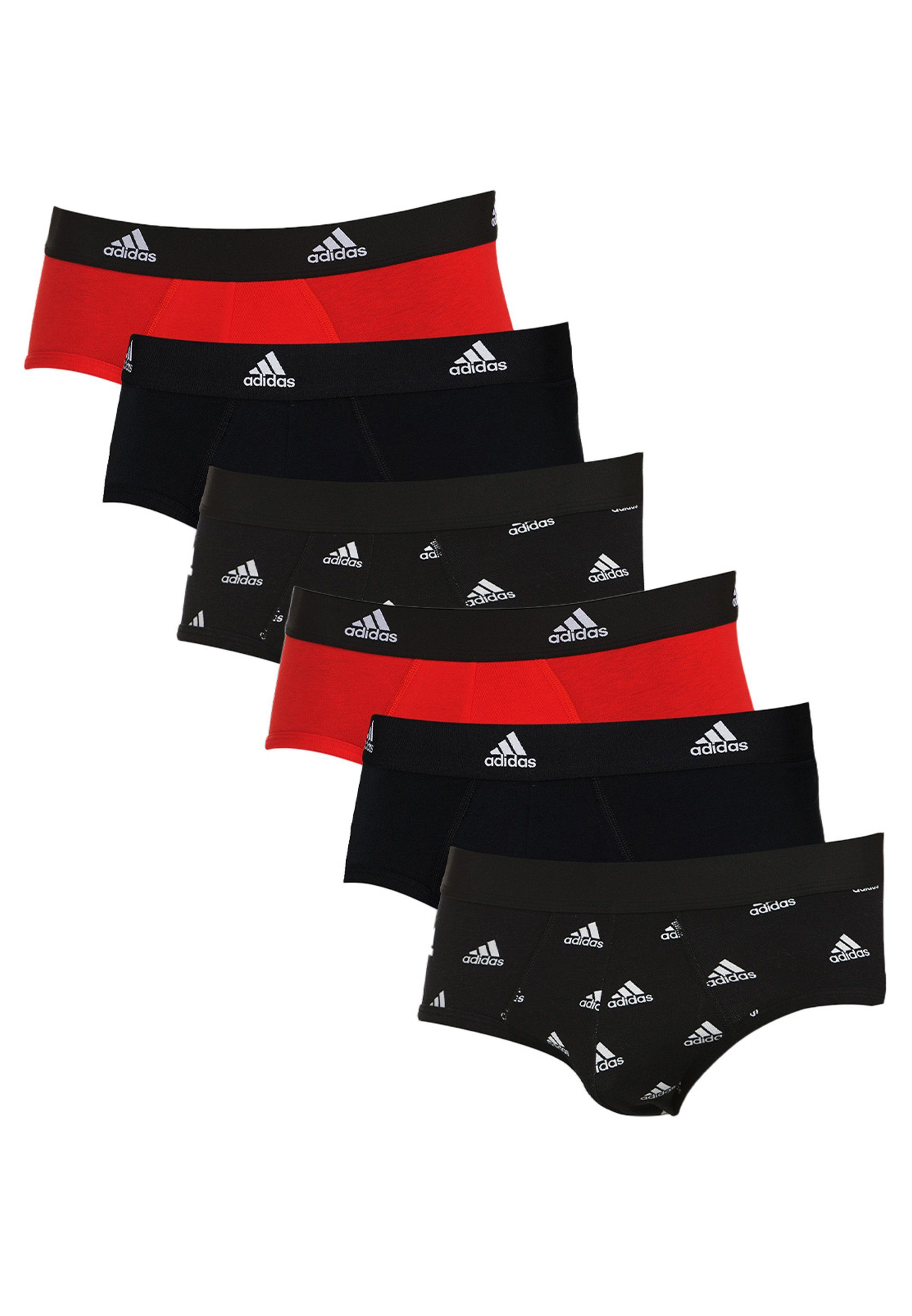 adidas Sportswear Slip 6er Pack Active Flex Cotton (Spar-Set, 6-St) Slip / Unterhose - Baumwolle - Ohne Eingriff - Weiche Nahtverarbeitung Schwarz / Rot