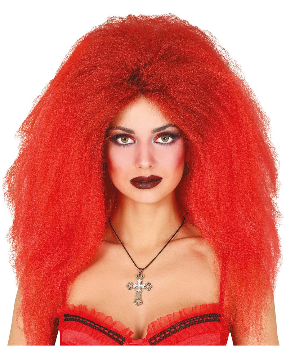 Horror-Shop Kostüm-Perücke Teufelsmähne Perücke Schwarz/Rot