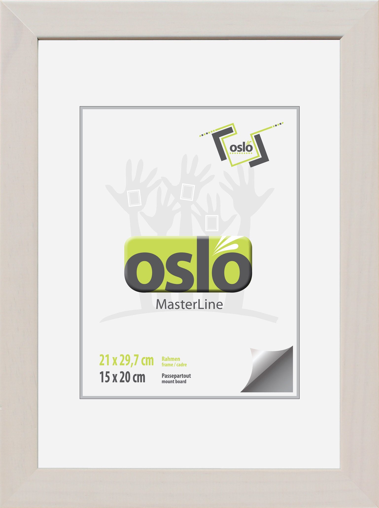 Oslo MasterLine Einzelrahmen Bilderrahmen 21 x 30 cm Urkundenformat DIN A4 exakt 21 x 29,7 cm, Urkundenrahmen Holz Farbe weiß gekalkt Echtglas stabiler Aufsteller