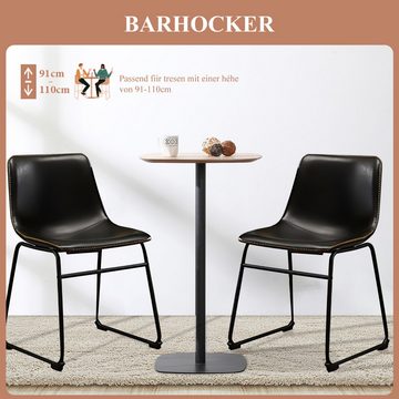 JOEAIS Barhocker Barhocker 2er BarChair Küchenstühle Barstühle PU Leder mit Rückenlehne, Rückenlehne für Küche, Wohnzimmer, Bar, einfache Montage Metall