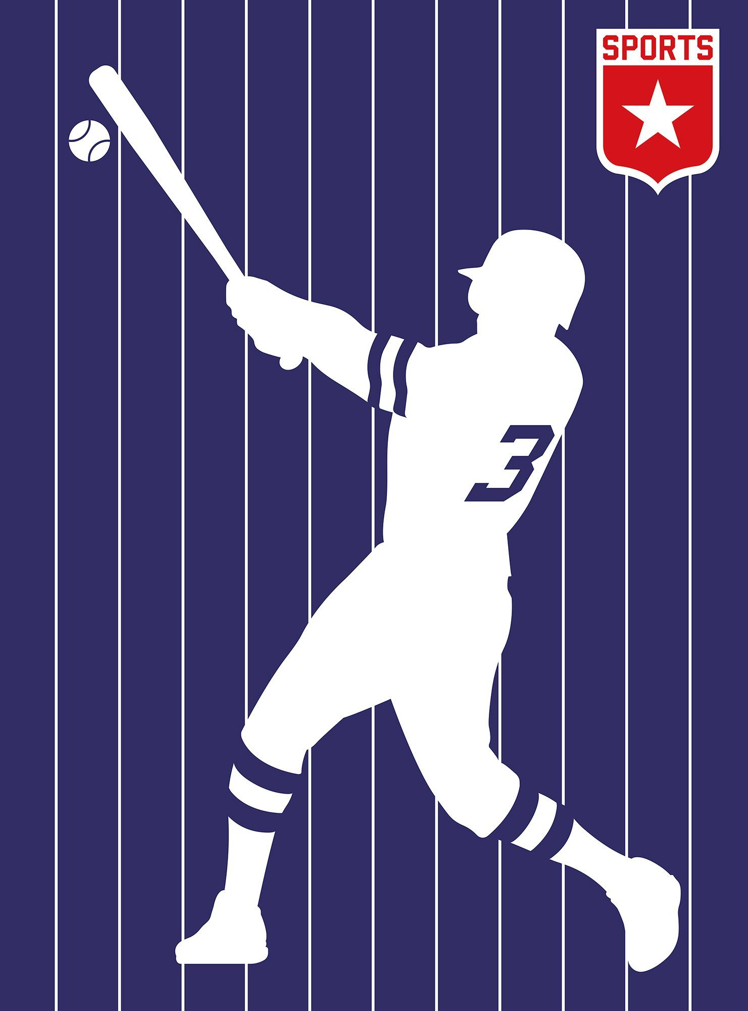 living walls Fototapete ARTist Baseball, (Set, 2 St), Vlies, Wand, Schräge