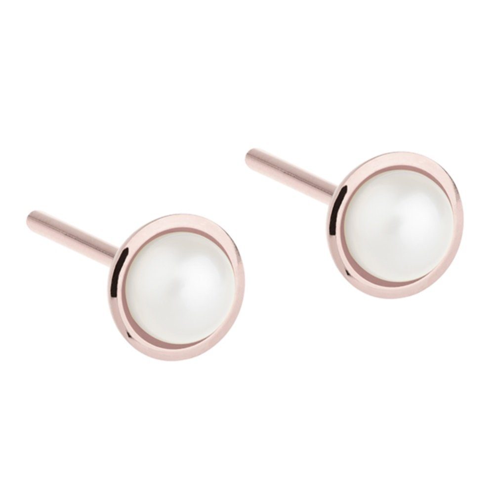 Ernstes Design Paar Серьги-гвоздики Edelstahl rosé mit SW-Button-Perle E478