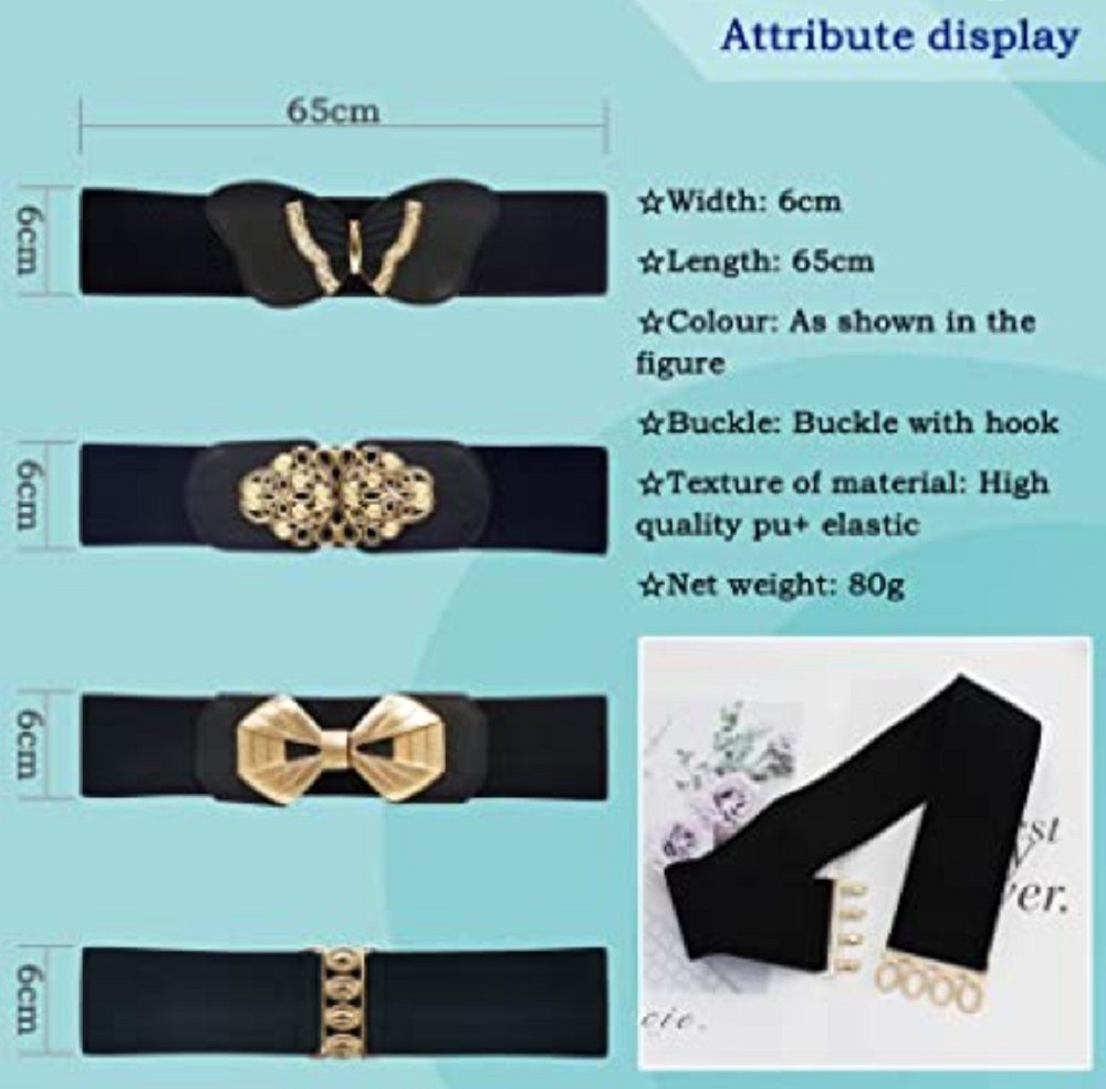 Little Angel Damen Taillengürtel Schwarz - Breiter Gürtel Mit Goldschnalle Für Kleider & Blazer