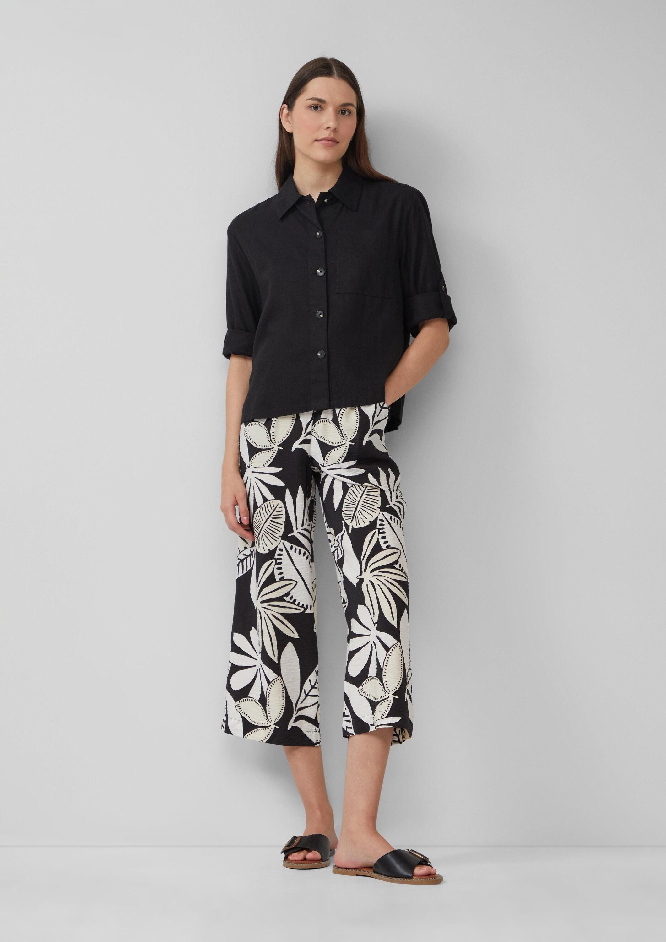 s.Oliver Kurzarmbluse Bluse Hemdbluse aus Leinenmix