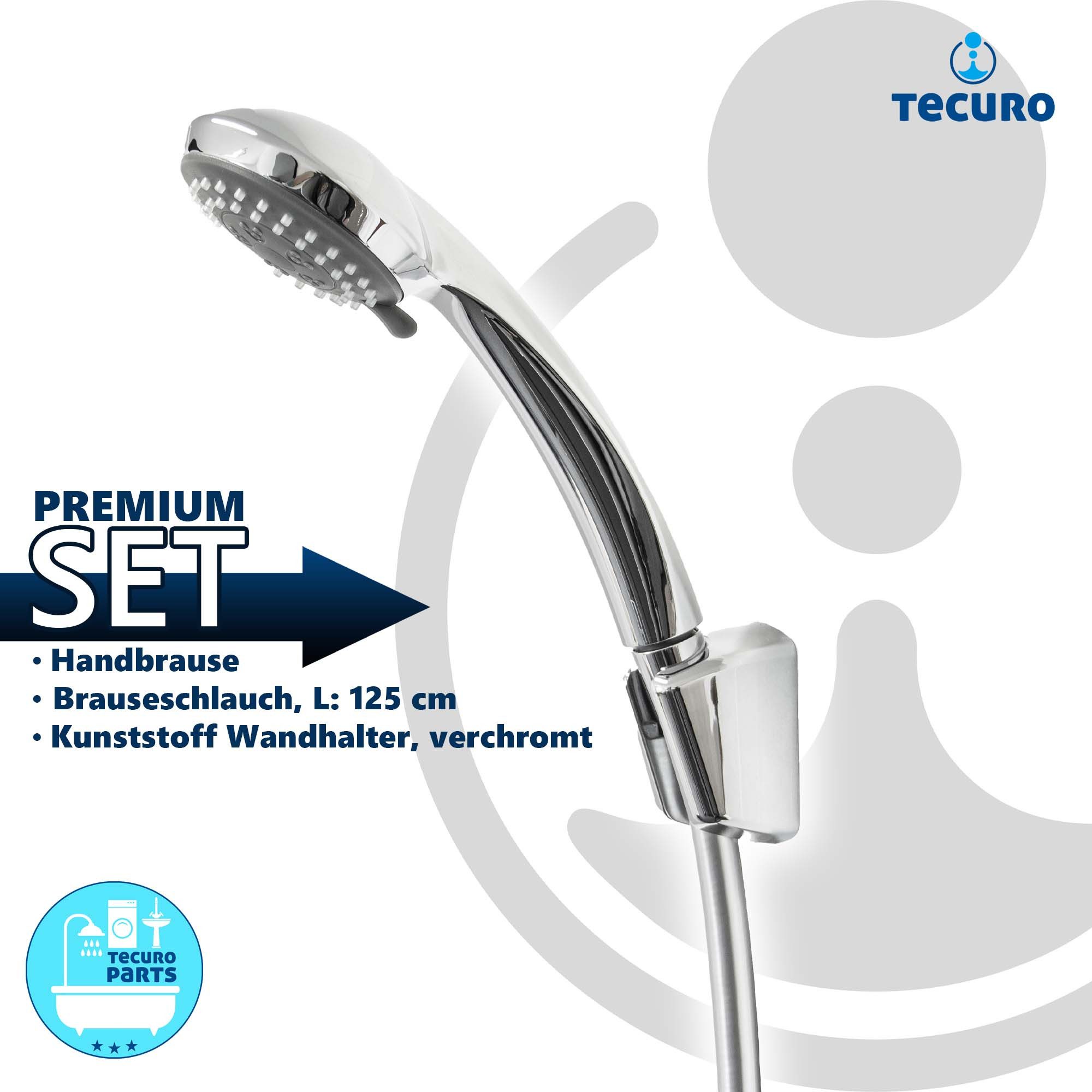 Thumbnail - tecuro Brausegarnitur Wannenset Komfort-70 - mit 3 Funktionen Handbrause, Brauseschlauch