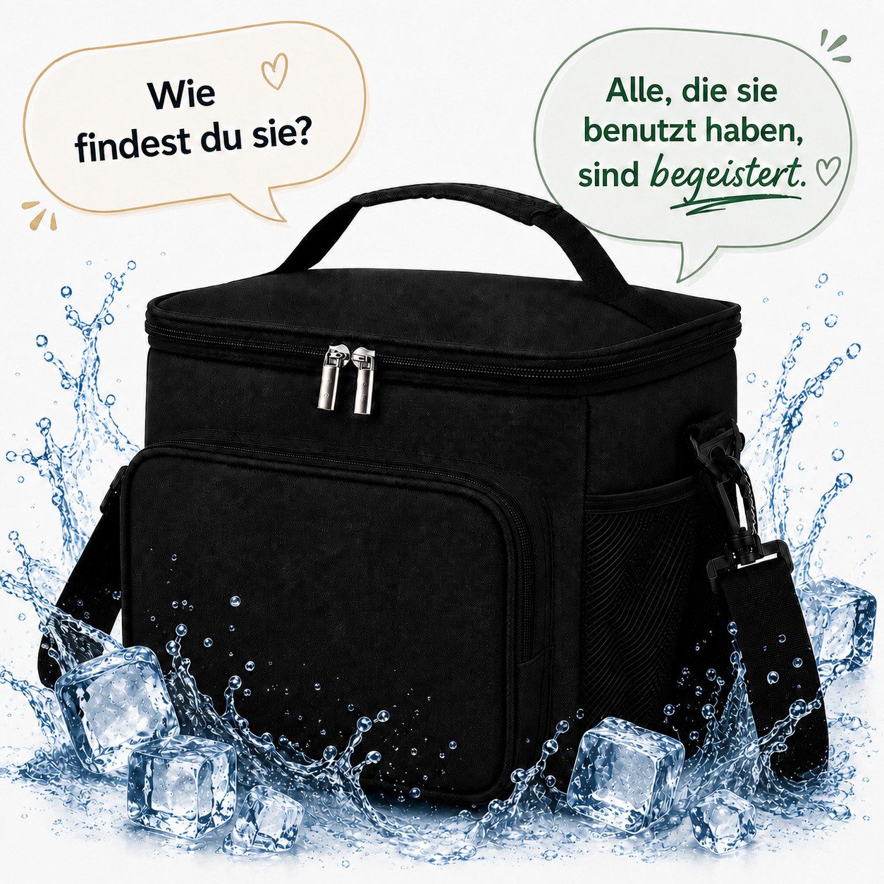 ibettertec Kühltasche Isolierte Kühltasche,Tragbare Wiederverwendbare Lunchtasche, 15 l, mit verstellbarem Schulterriemen für Erwachsene für Arbeit/Picknick