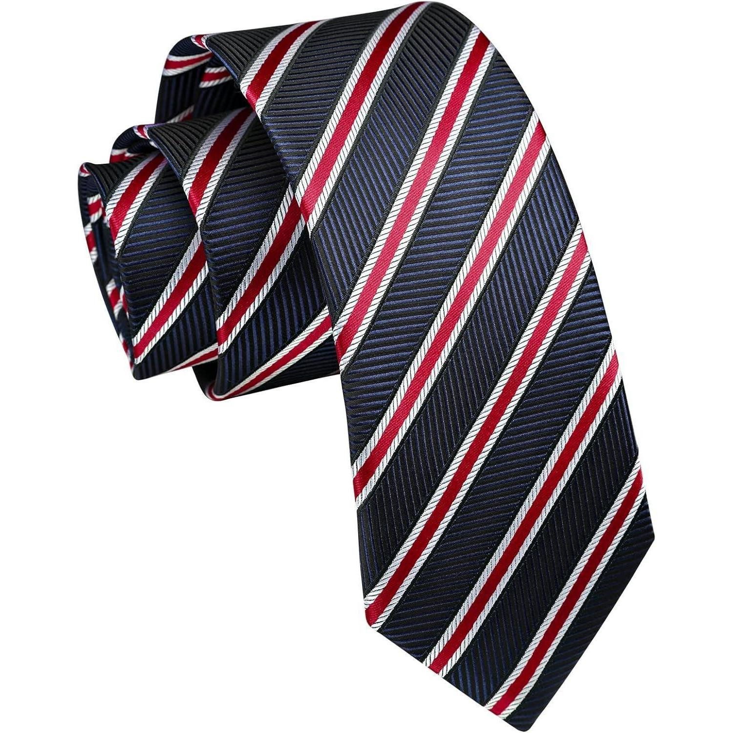 LuxusKollektion Krawatte Krawatte Herren schmal 6cm Hochzeit Business Einheitsgröße Rot Schwarz