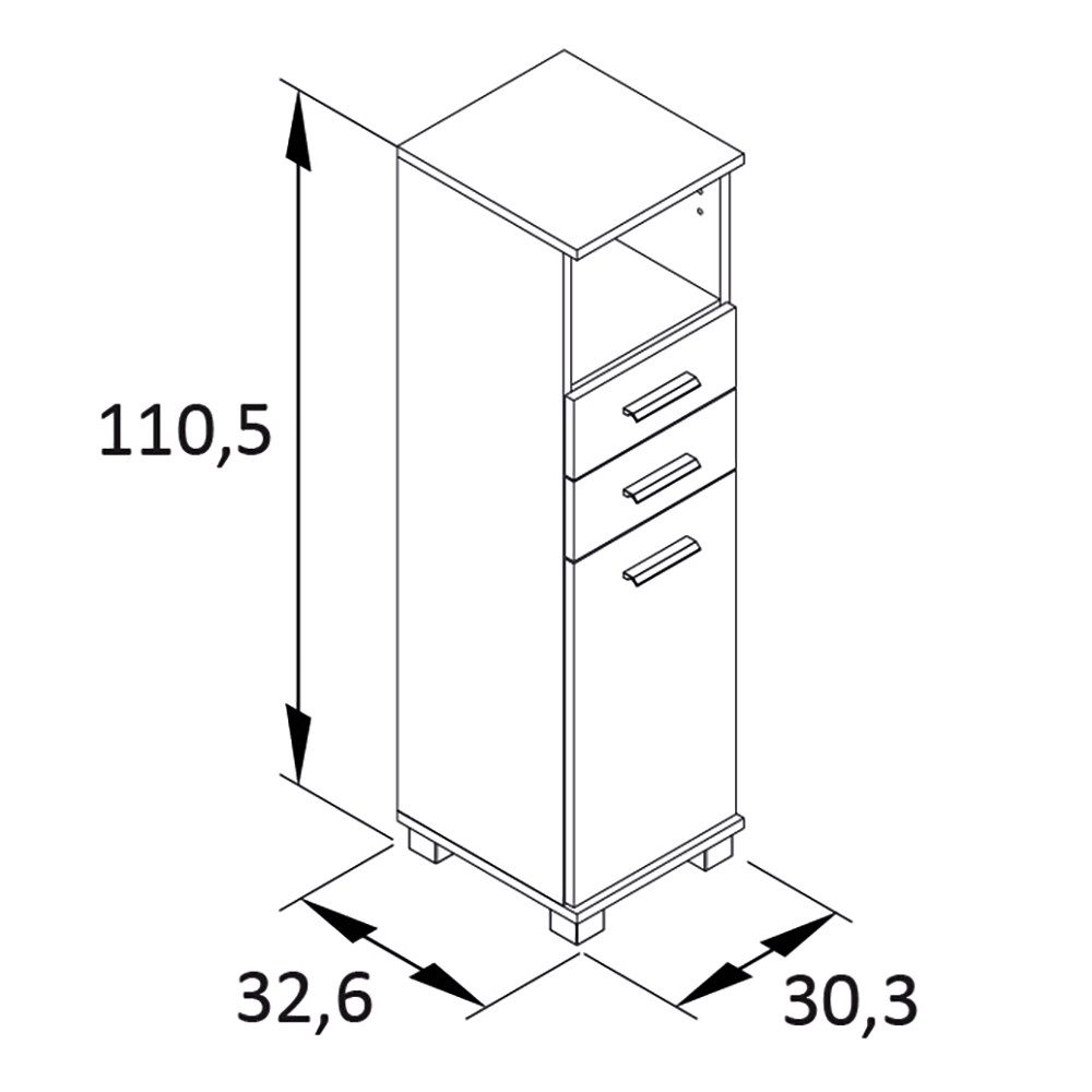 Lomadox Highboard PROVIDENCE-80, in weiß matt, 2 Schubladen, 110 cm hoch