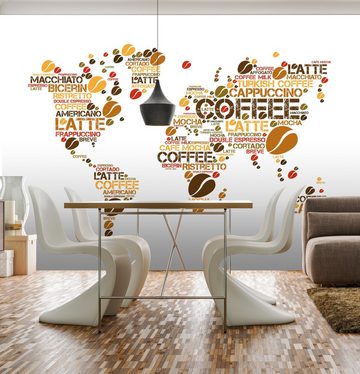 wandmotiv24 Fototapete Weltkarte Kaffee Küche, glatt, Wandtapete, Motivtapete, matt, Vliestapete
