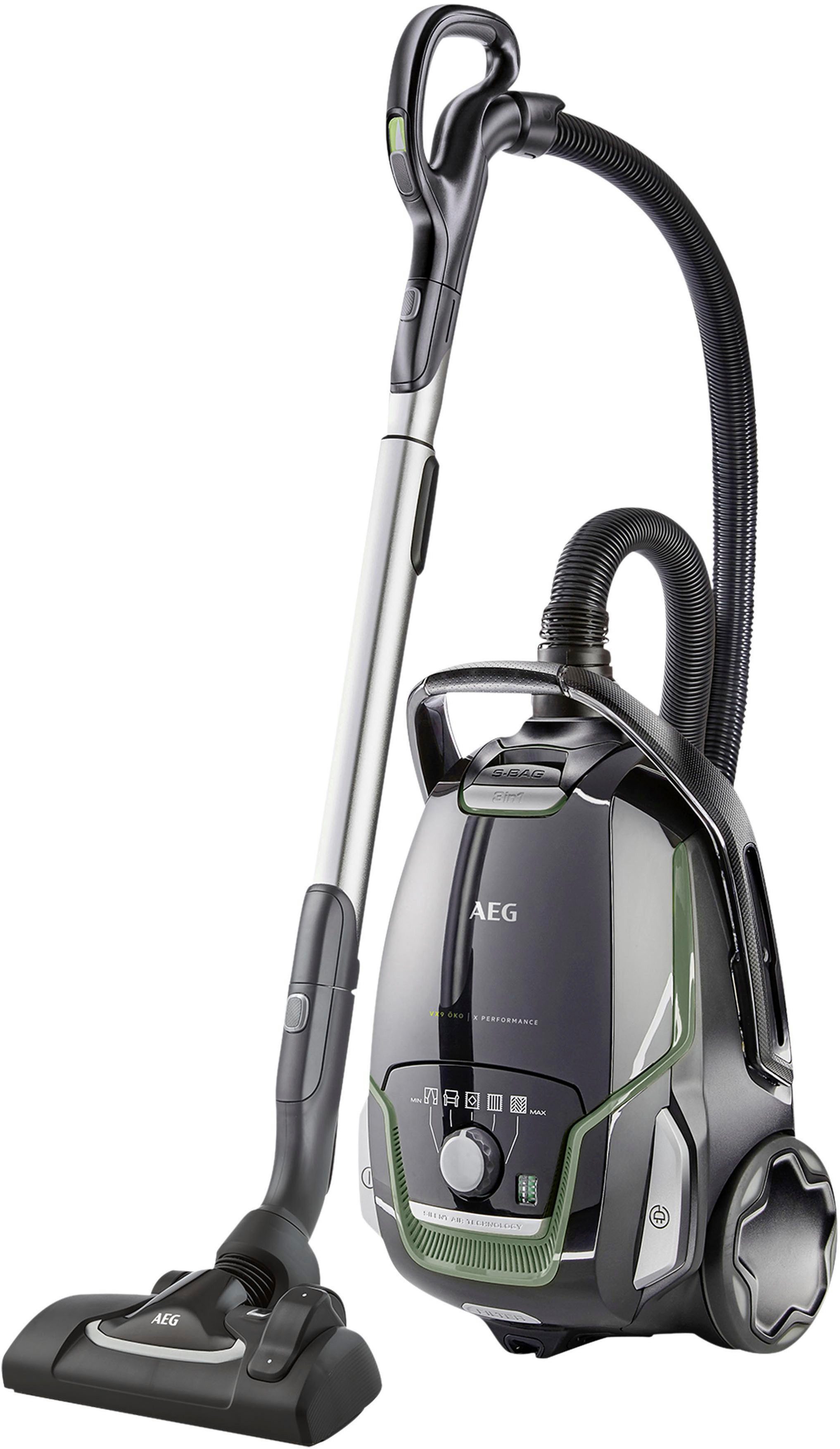 AEG Bodenstaubsauger VX9-2-ÖKO, 850 W, mit Beutel, Leistungsstark, inkl. Zusatzdüsen, 70 % Recyclingkunststoff, 5l Beutel