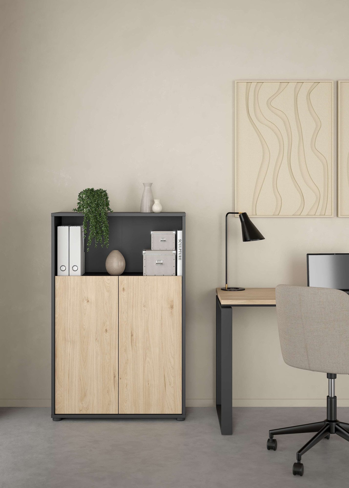 INOSIGN Kommode Sign Sideboard mit Ablageregal für Akten, Bücher, mit 2 Türen, dahinter 2 Einlegeböden, Höhe 123 cm, Breite 80 cm