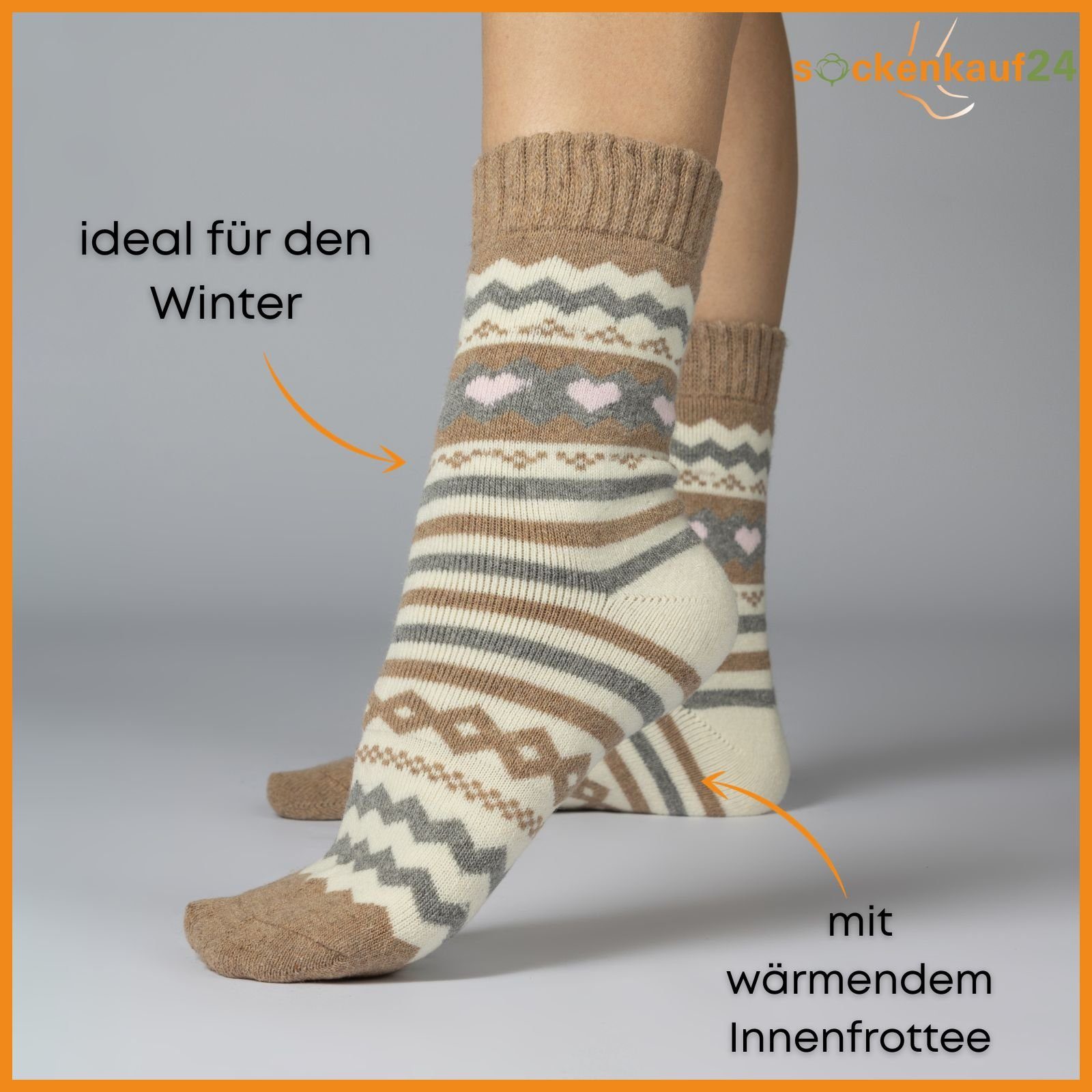 sockenkauf24 Thermosocken 5 Paar Damen THERMO Socken mit Wolle Innenfrottee günstig online kaufen