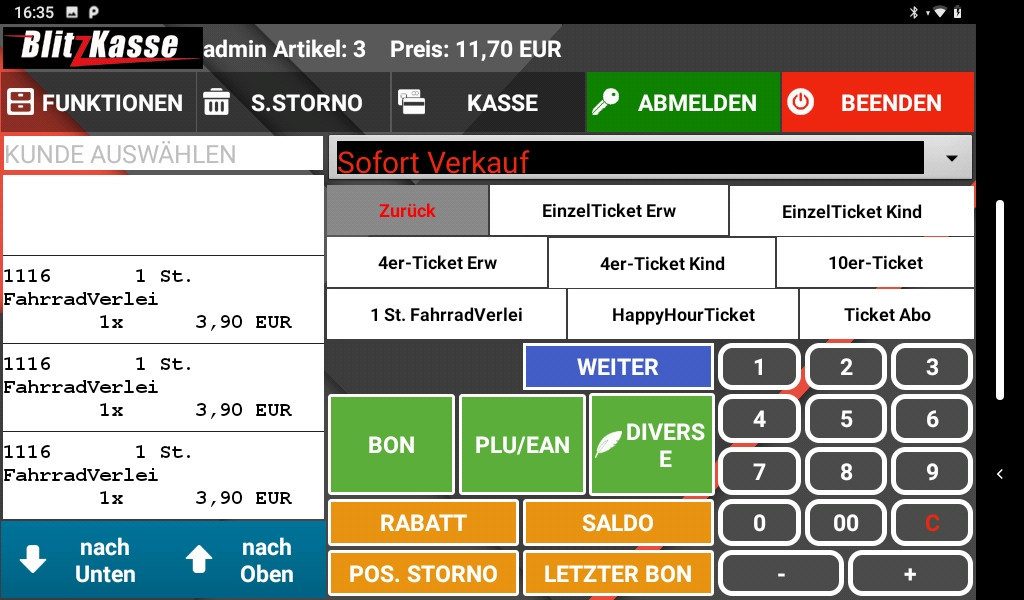 BlitzKasse Kassensystem 10" Mini Gastro Kasse für Restaurant, Cafe, Bar, Imbiss, Eisdiele