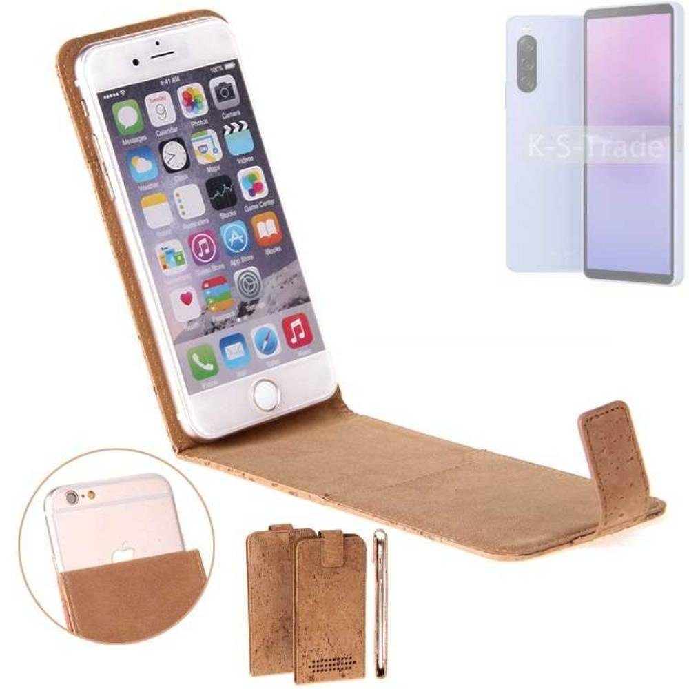 K-S-Trade Handyhülle für Sony Xperia 10 V, Handyhülle Kork Hülle Flipstyle Case Schutzhülle Kork Case