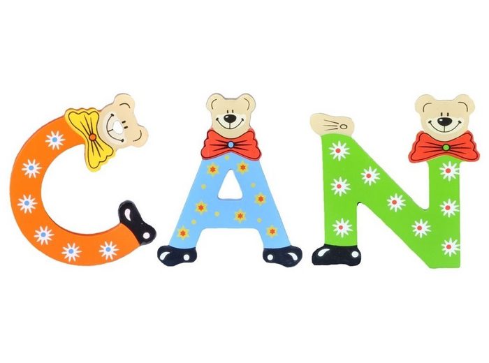 Playshoes Deko-Buchstaben (Set 3 St) Kinder Holz-Buchstaben Namen-Set CAN - sortiert Farben können variieren bunt
