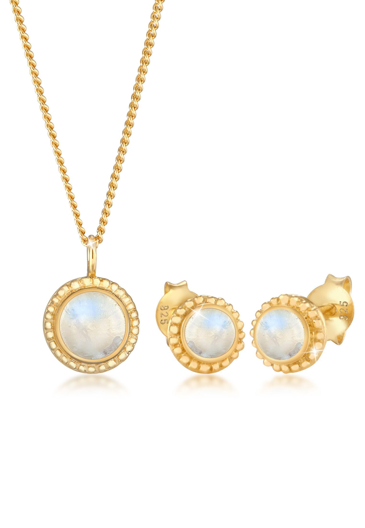 Elli Premium Schmuckset Mondstein Rund Blüte günstig online kaufen