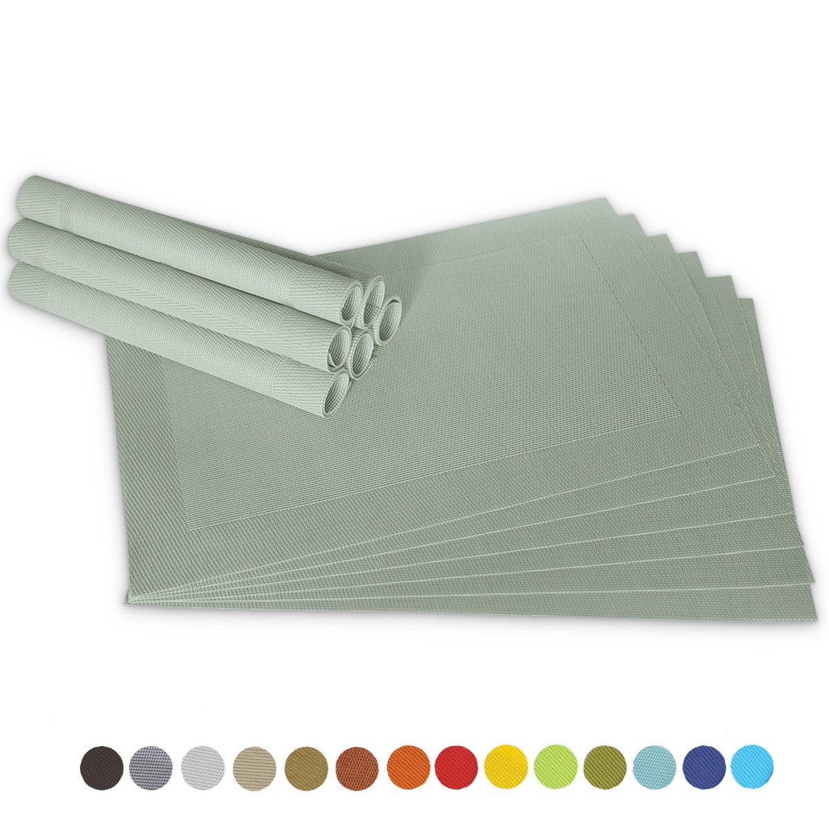 matches21 HOME & HOBBY Platzset Tischsets BORDA 12er Set Pastell-grün als T günstig online kaufen