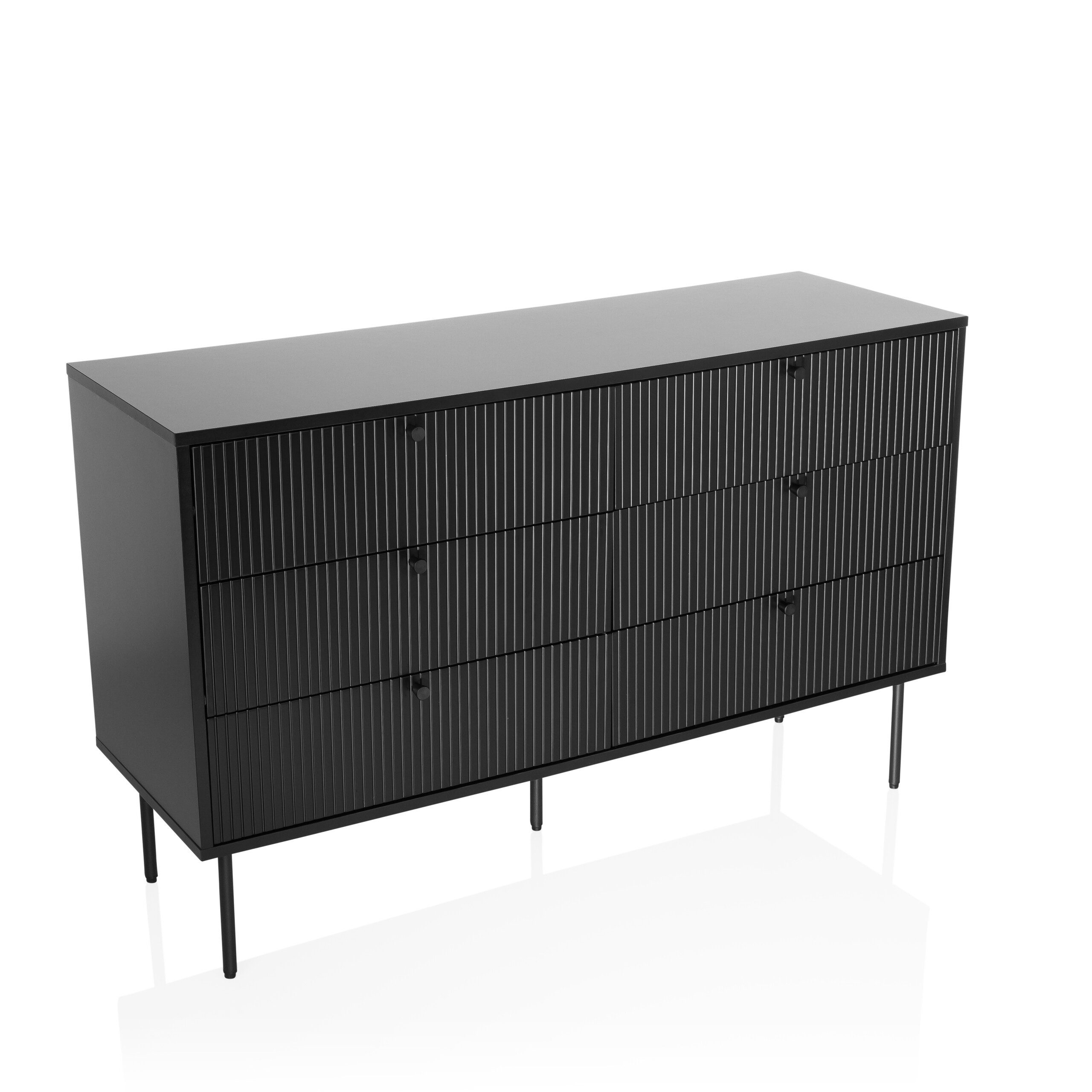 hjh LIVING Sideboard KARBY S Kommode H/B/T: 75.0 x 120.0 x 40.0 cm, Kommode mit 6 Schubladen, Industrial-Stil, viel Stauraum, Metallfüße