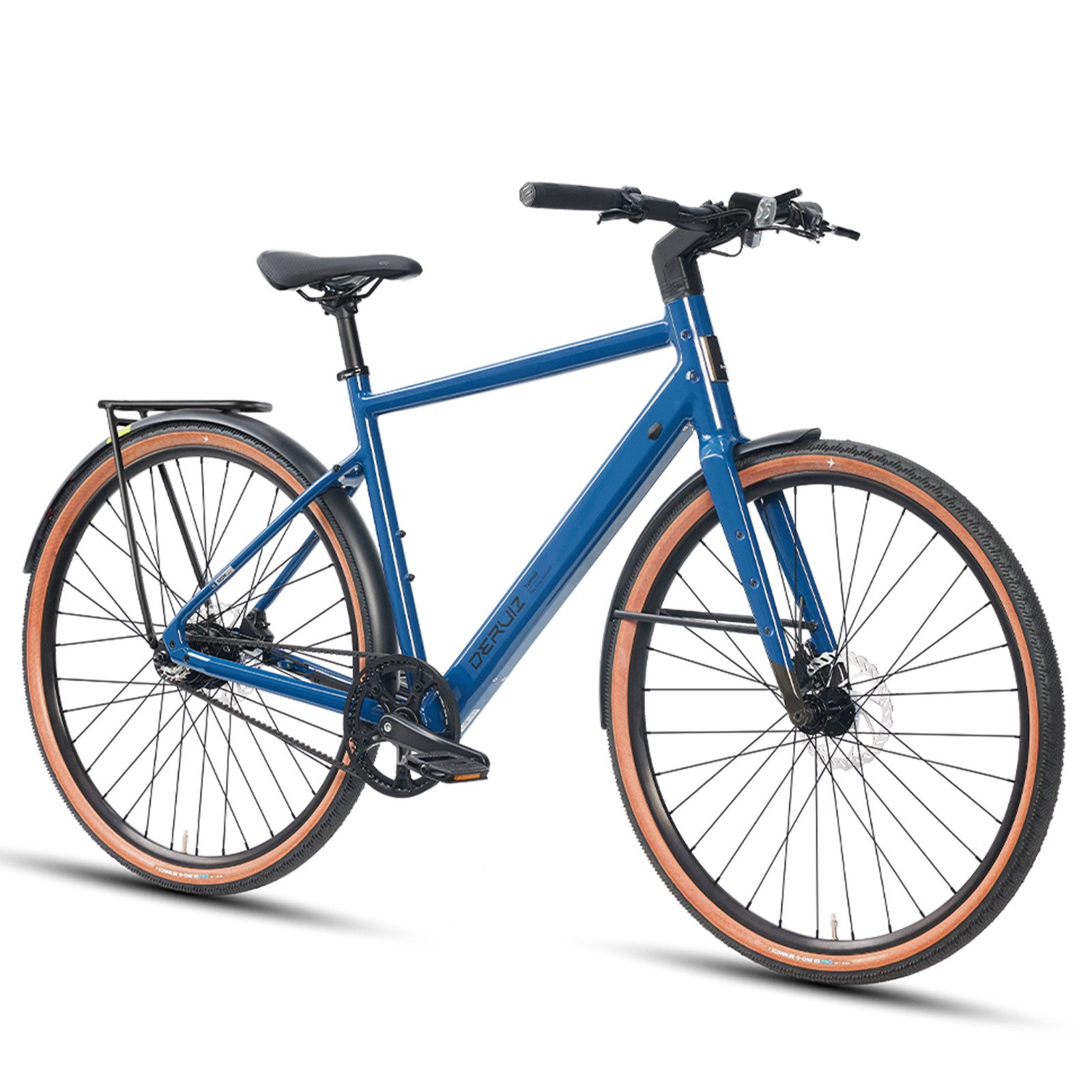 DERUIZ E-Bike Cityrad 28 Zoll für Damen und Herren, 52/58 cm.Riemenantriebe, 18,4 kg, Heckmotor, 360 Wh, (Traglast ca. 140kg RH: 52/58 cm, für Damen und Herren), 35-Nm-Heckmotor, 360-Wh-Akku, TEKTRO hydraulische Scheibenbremsen
