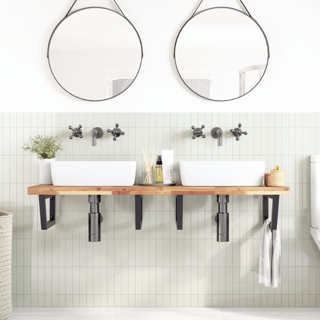 vidaXL Badezimmerspiegelschrank Waschbeckenregal Wandmontage Stahl und nholz (1-St)
