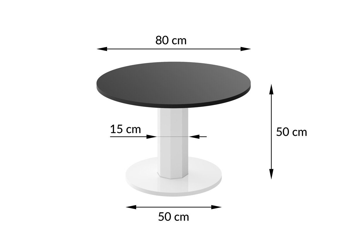 Schwarz designimpex Hochglanz Couchtisch 80cm HSO-111 Hochglanz rund Couchtisch Tisch Design