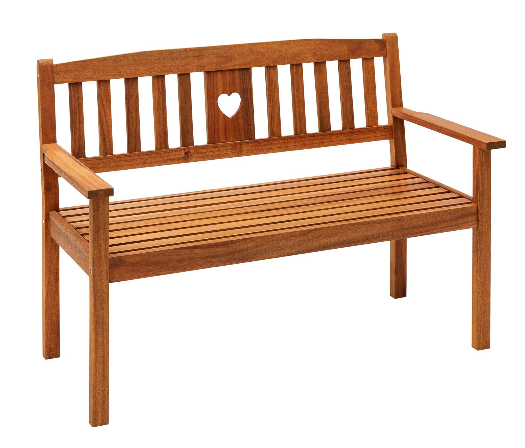 Dehner Gartenbank Gartenbank Heart, 2- oder 3-Sitzer, Farbe braun, Gartenbank aus FSC®-zertifiziertem Akazienholz mit Landhaus-Charme