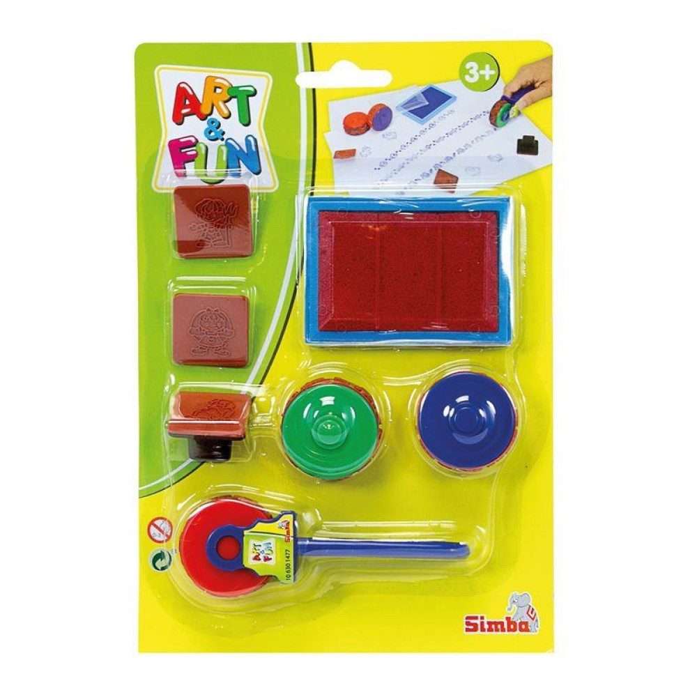 Simba Dickie Spiel Stempelset Rolle Drei Motiv-Stempel Tiermotive und ein Stempelkissen