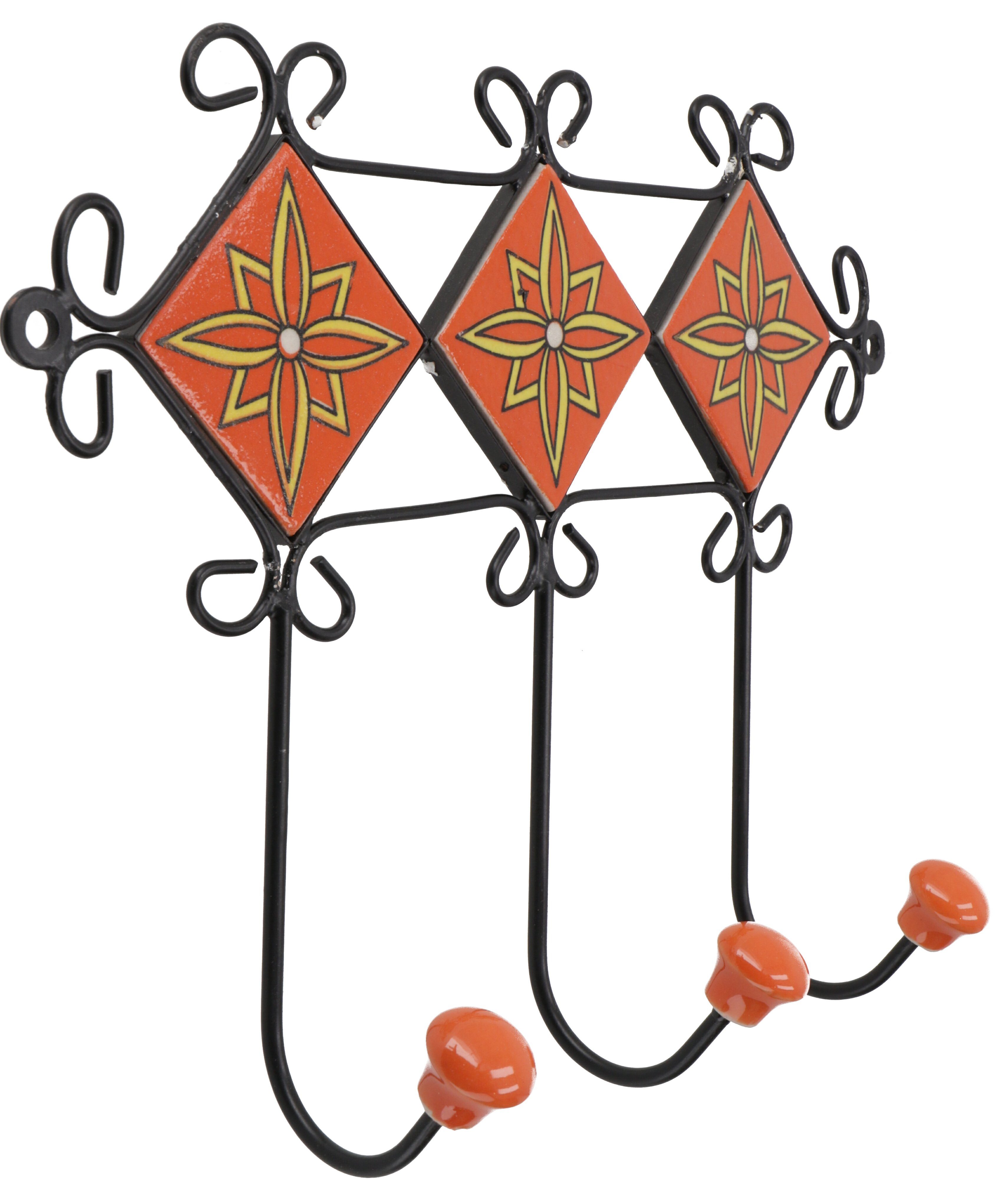 Guru-Shop Kleiderhaken Dreier Garderoben Haken, Boho Wandhaken mit..
