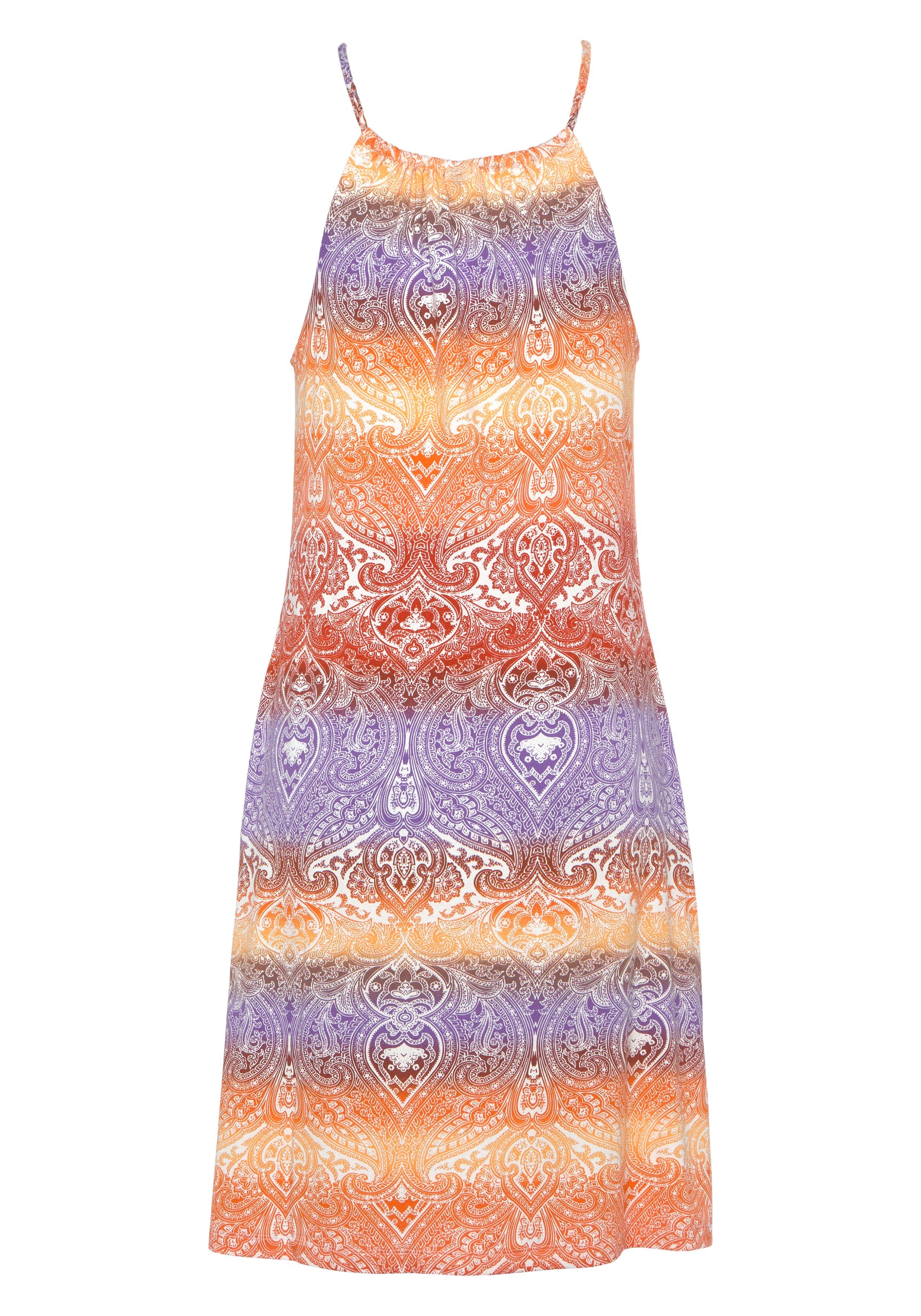 LASCANA Jerseykleid mit Alloverdruck, kurzes Strandkleid im Batik-Stil, Sommerkleid