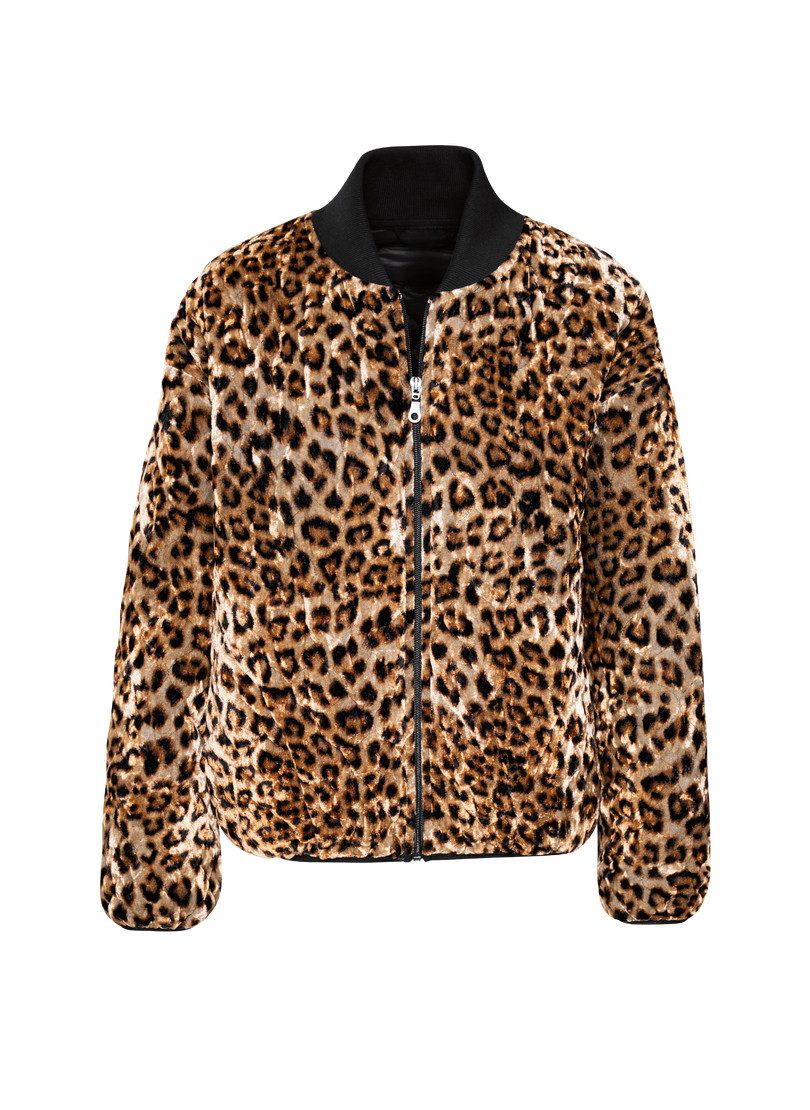 Trigema Sweatjacke TRIGEMA Steppjacke mit Allover-Leo-Print (1-tlg)
