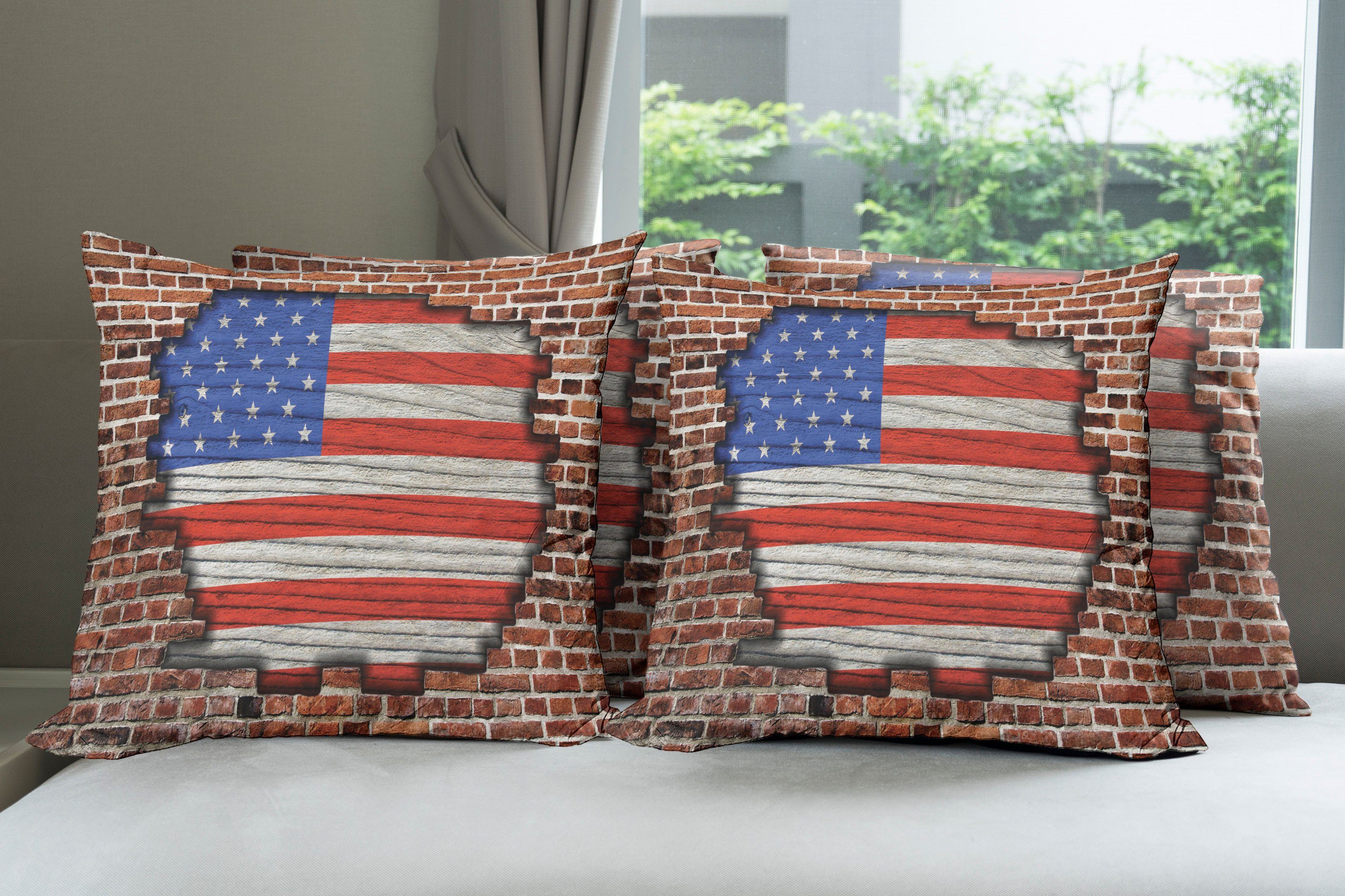 Kissenbezüge Modern Accent Doppelseitiger Digitaldruck, Vereinigte National Staaten (4 von Stück), Amerika American Flag Abakuhaus