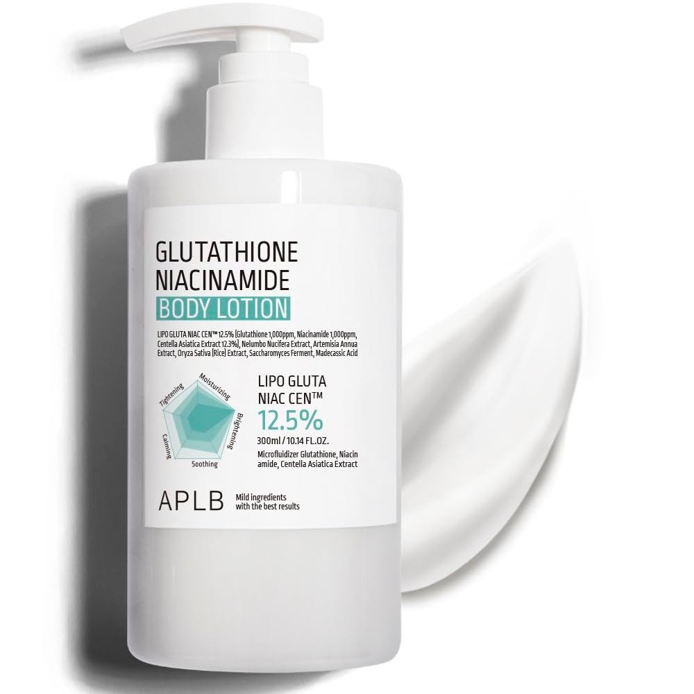 APLB Bodylotion Glutathione Niacinamide Body Lotion Aufhellende Pflege mit Centella Asiatica – 300ml, Zieht schnell ein & beruhigt gereizte Haut