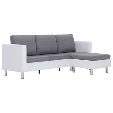 vidaXL Sofa 3-Sitzer-Sofa mit Kissen Weiß Kunstleder Couch