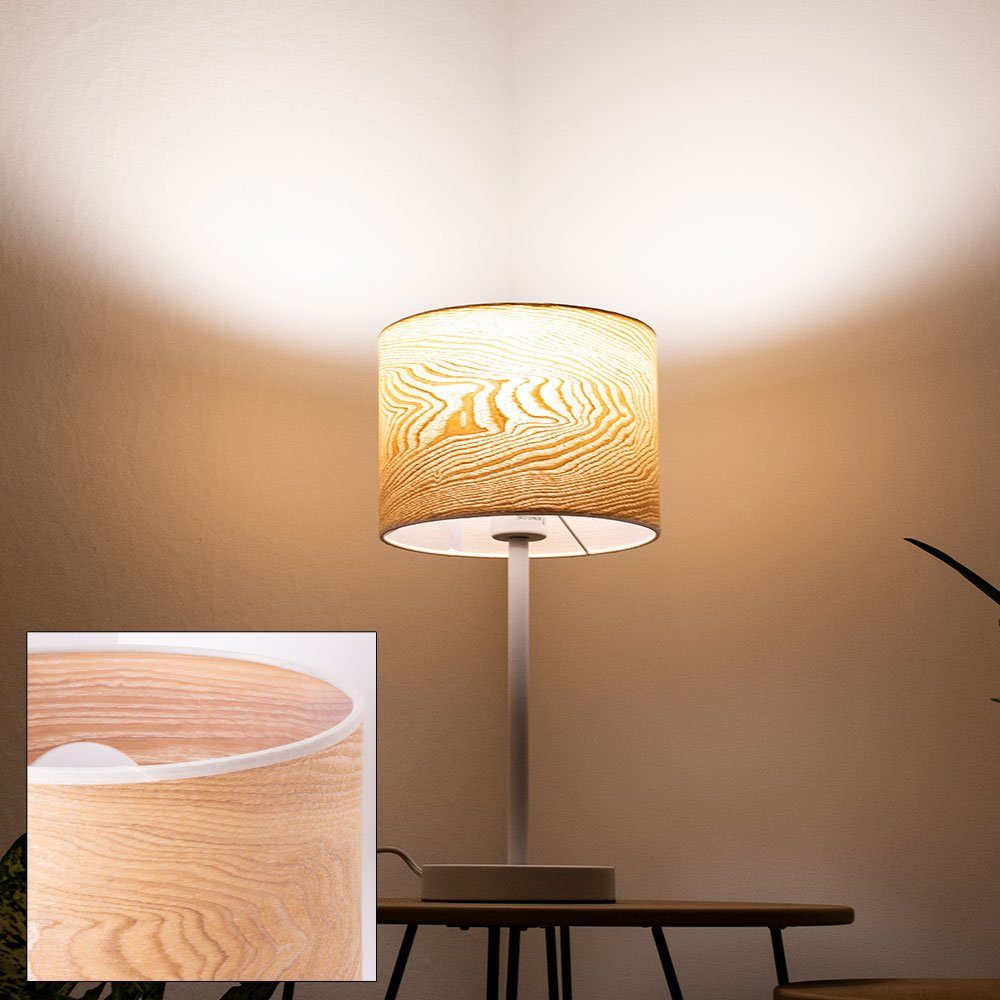 Paulmann Tischleuchte, Leuchtmittel nicht inklusive, Design Tisch Leuchte Ess Zimmer Holz Beistell Lampe Nacht-Licht weiß