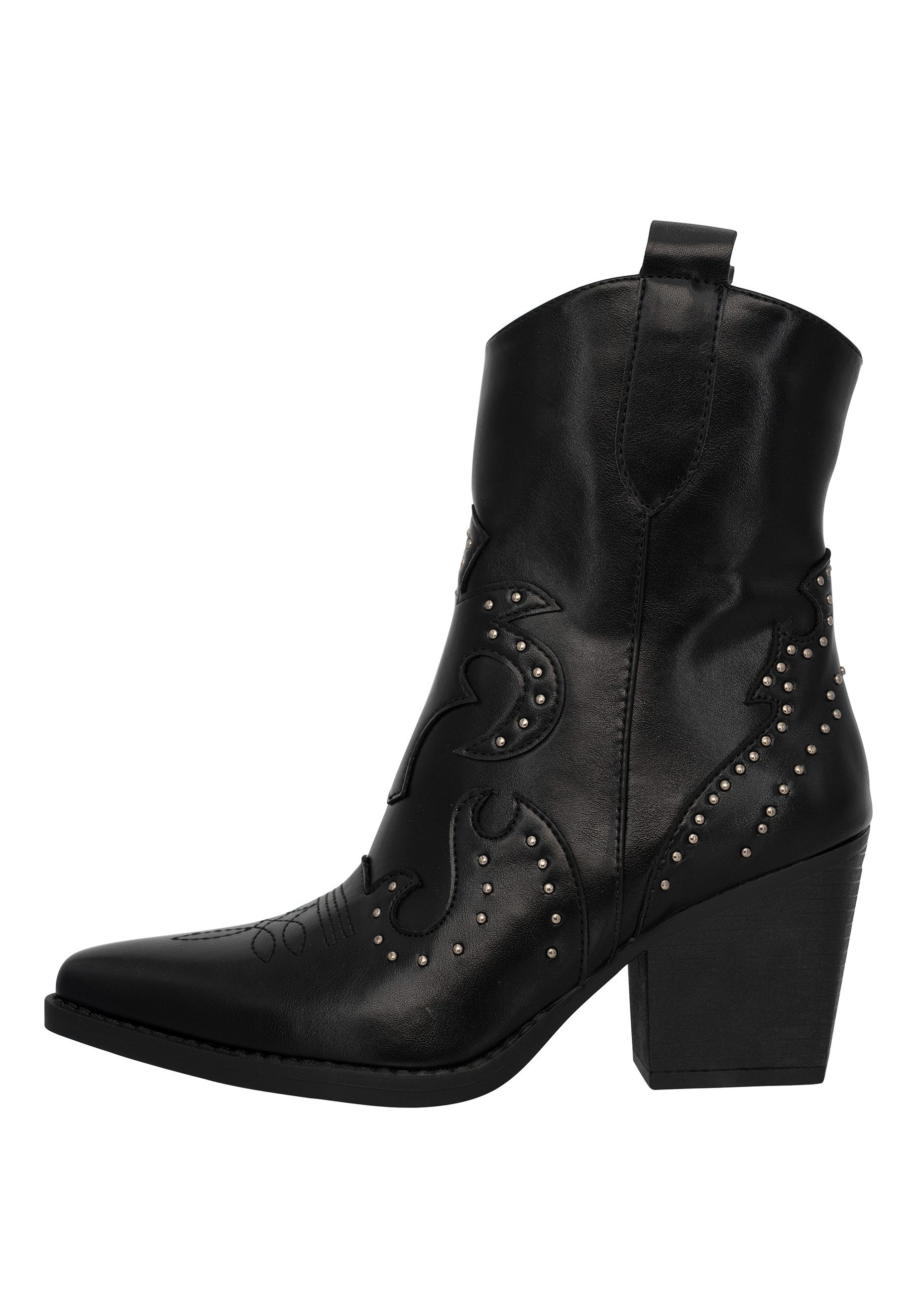 Salinyang Damen Cowboy Boots mit Nieten & Kunstlederoptik mit Blockabsatz Stiefelette