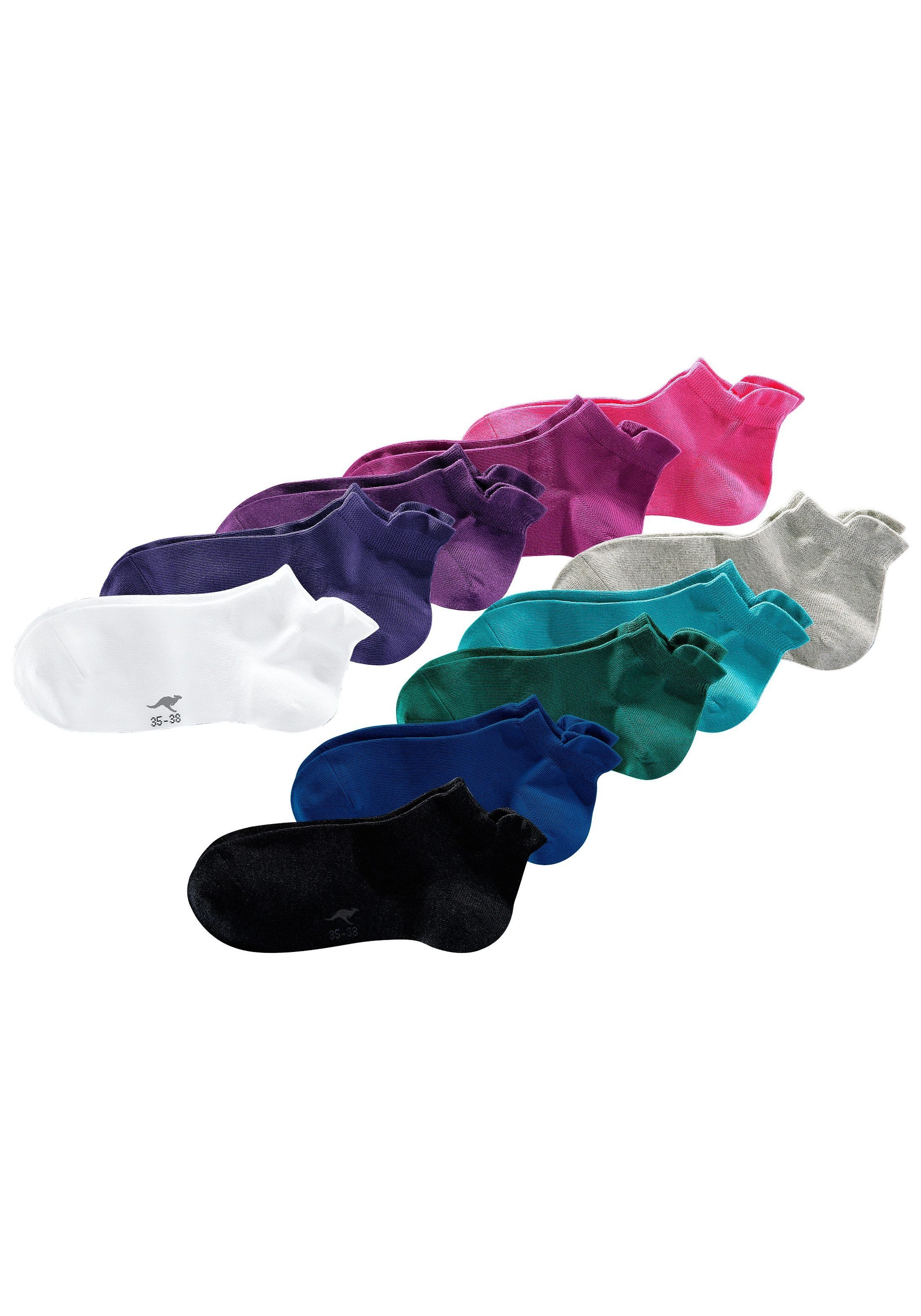 himbeere - grau * - (Set, KangaROOS Sneakersocken - blau türkis schwarz erhöhtem - - pflaume - Bündchen petrol lila - weiß - pink 10-Paar) mit