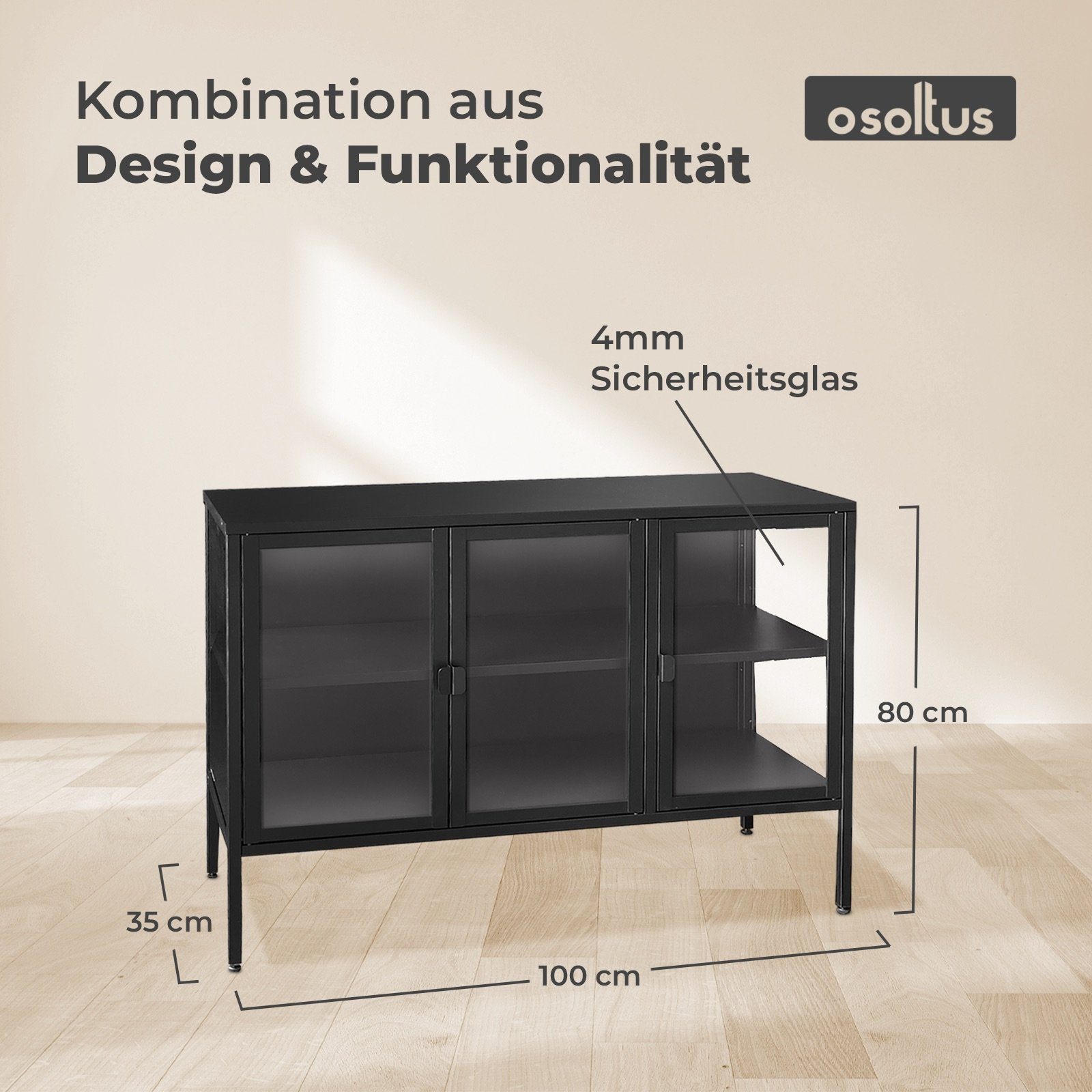 osoltus Raumteiler osoltus cube Vitrine Sideboard Glasschrank Stahl schwarz günstig online kaufen