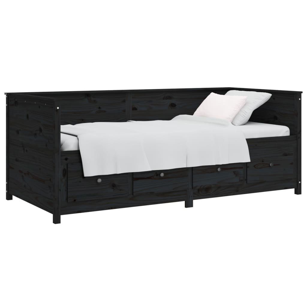 furnicato Bett Tagesbett Schwarz 75x190 cm Massivholz Kiefer (1-tlg)
