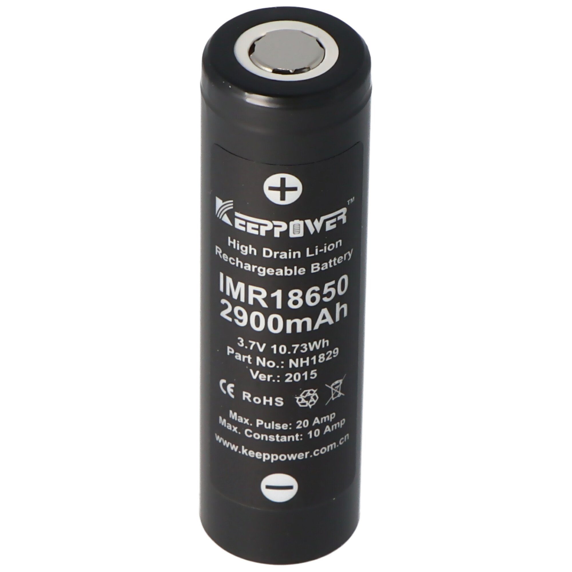 Keeppower Keeppower IMR18650 - 2900mAh, 3,7V Li-Ion-Akku 10A (Flat Top) Akku 2900 mAh (3,7 V)