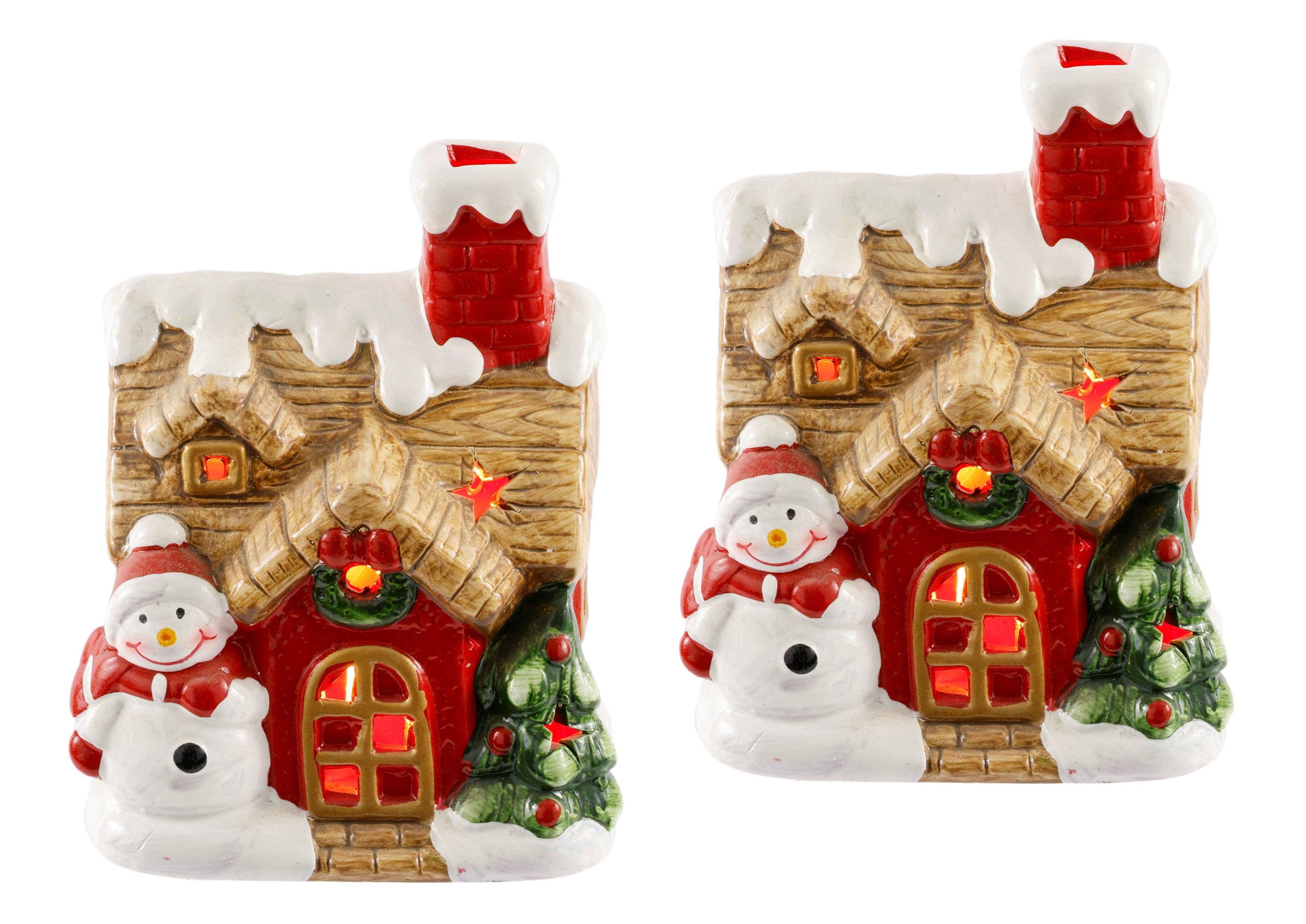 I.GE.A. LED-Dekofigur LED-Haus (1 St), Dekoobjekt LED batteriebetrieben Weiß Gold Weihnachtsdeko – Bild 5 von 5