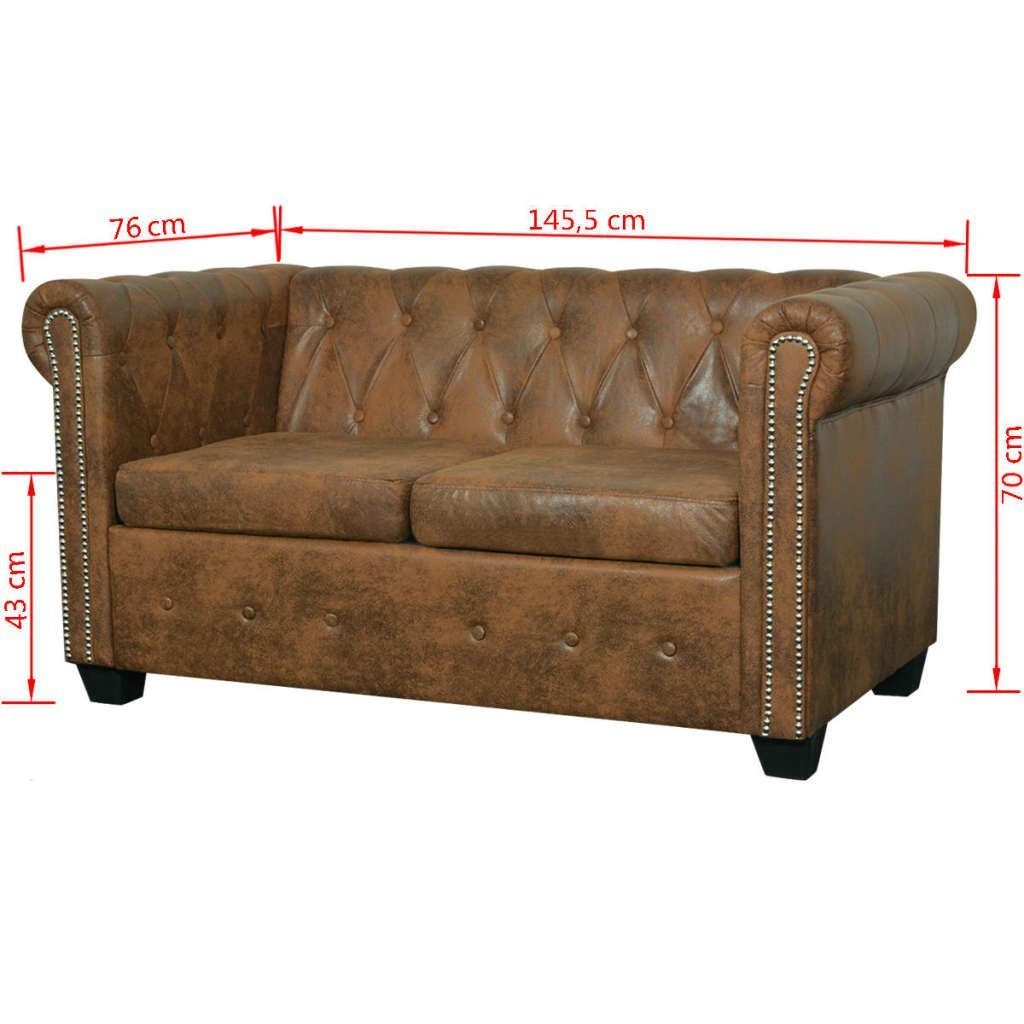 antik Knopfheftung Nietenverzierung DOTMALL braun, und Chesterfield-Sofa mit 2-Sitzer