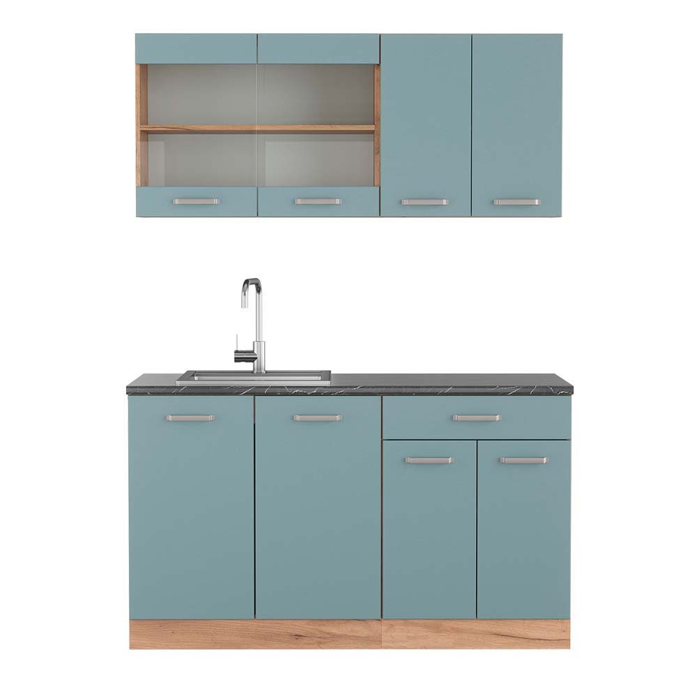 Vicco Küchenzeile R-Line, Blau-Grau/Goldkraft Eiche, 140 günstig online kaufen