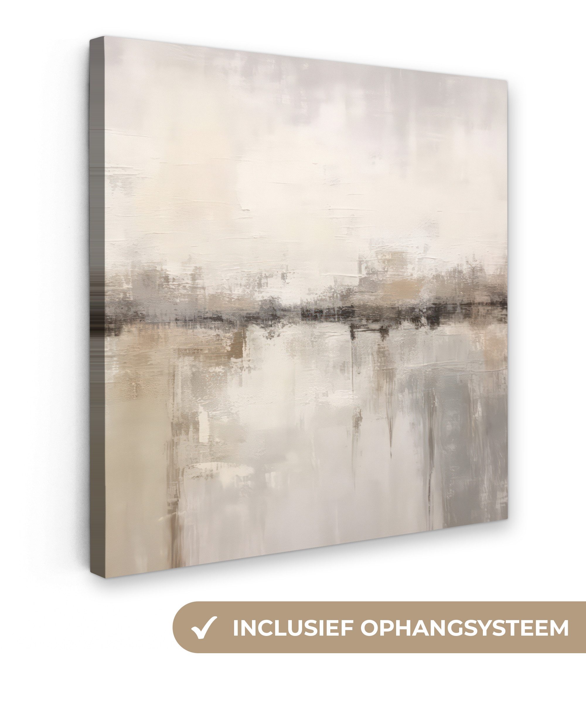 OneMillionCanvasses® Leinwandbild Moderne Kunst - Abstrakt - Beige, Fotodruck (1 St), Wandbild, Deko Schlafzimmer Wohnzimmer Flur 20x20 cm