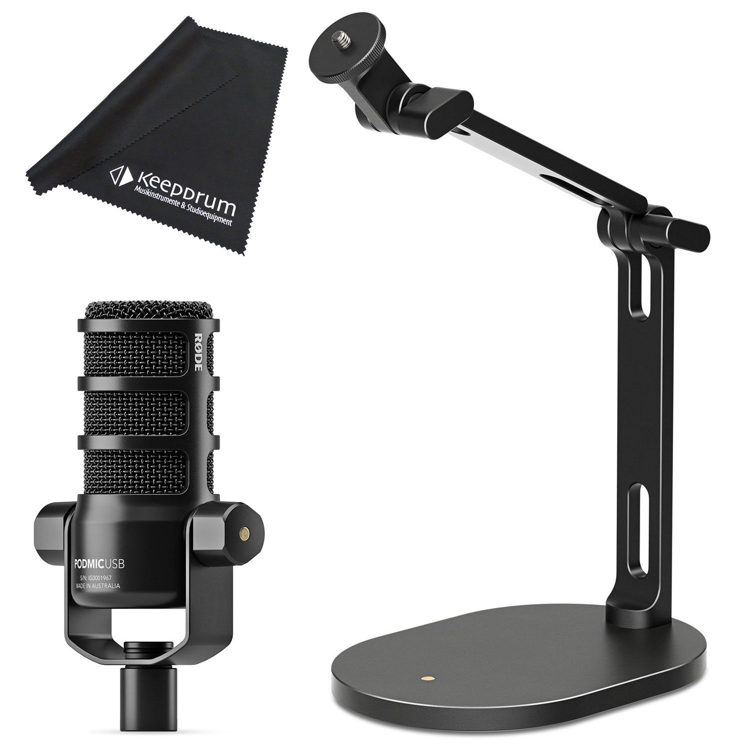 Streaming-Mikrofon Rode Podmic USB Mikrofon mit DS-2 Desktop-Stativ