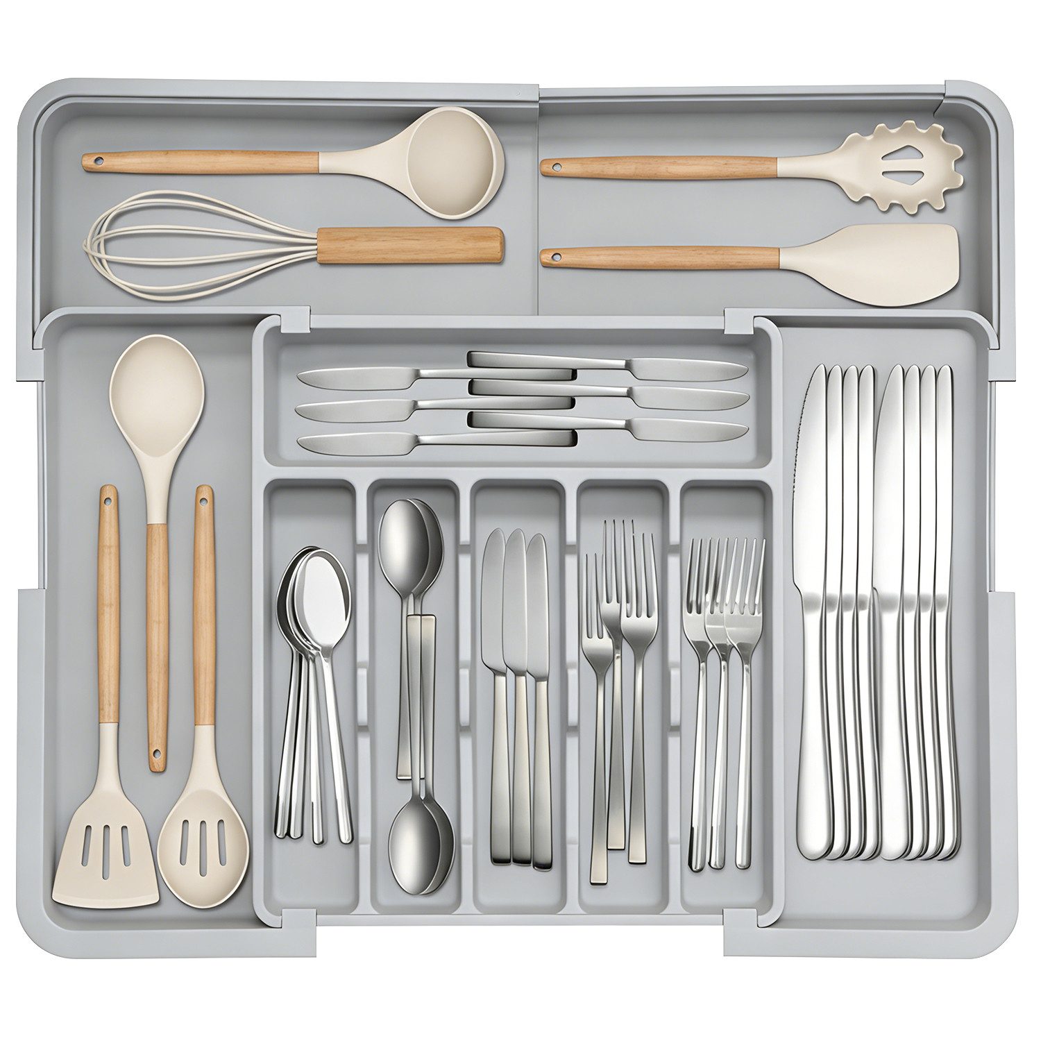 Besteckeinsatz Erweiterbarer Besteckkasten für Schubladen für Löffel/Gabeln/Messer