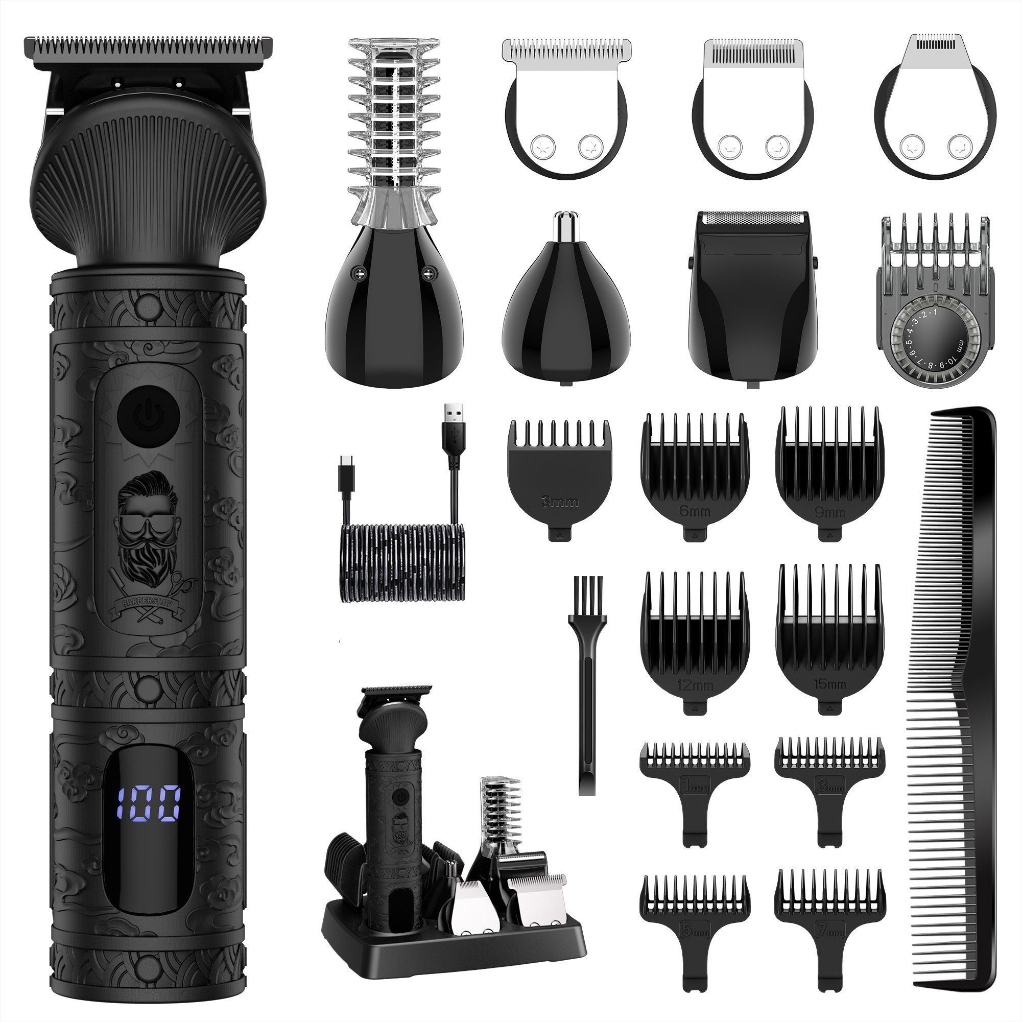 HATTEKER Bartschneider RFC-5618, Haarschneider, Multifunktionaler Trimmer 6in1